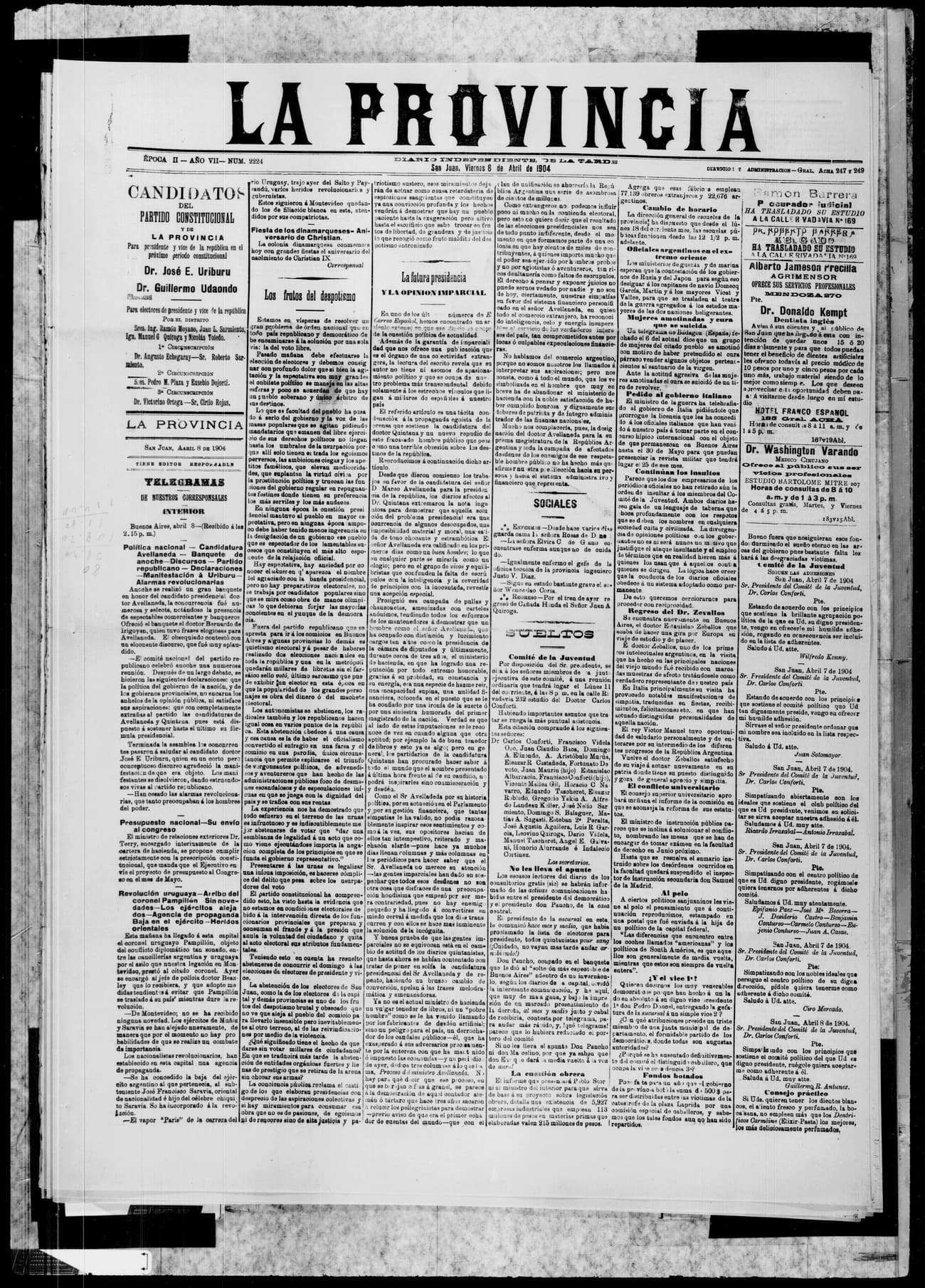 Portada · 8 de Abril de 1904