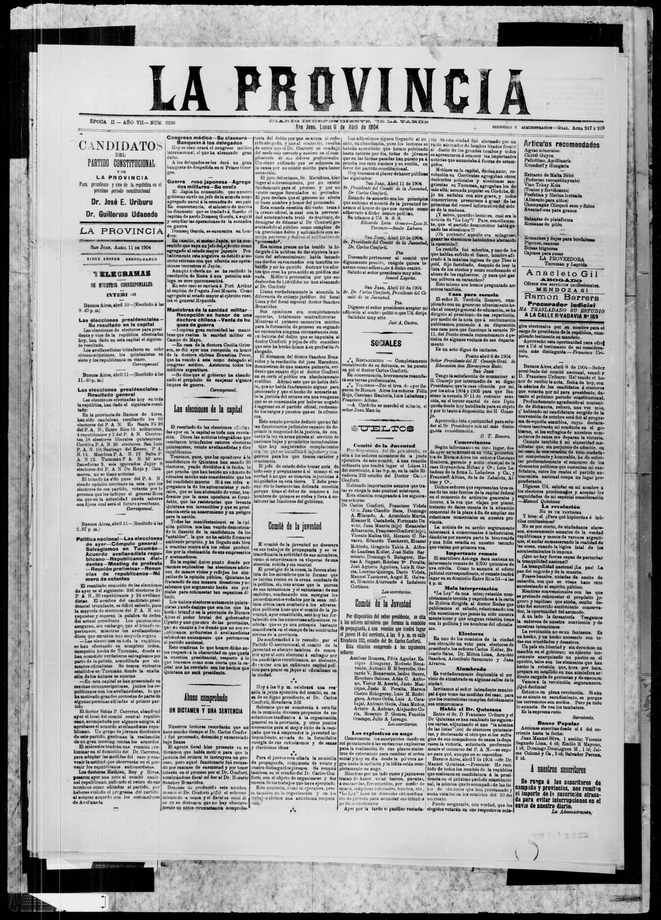 Portada · 11 de Abril de 1904