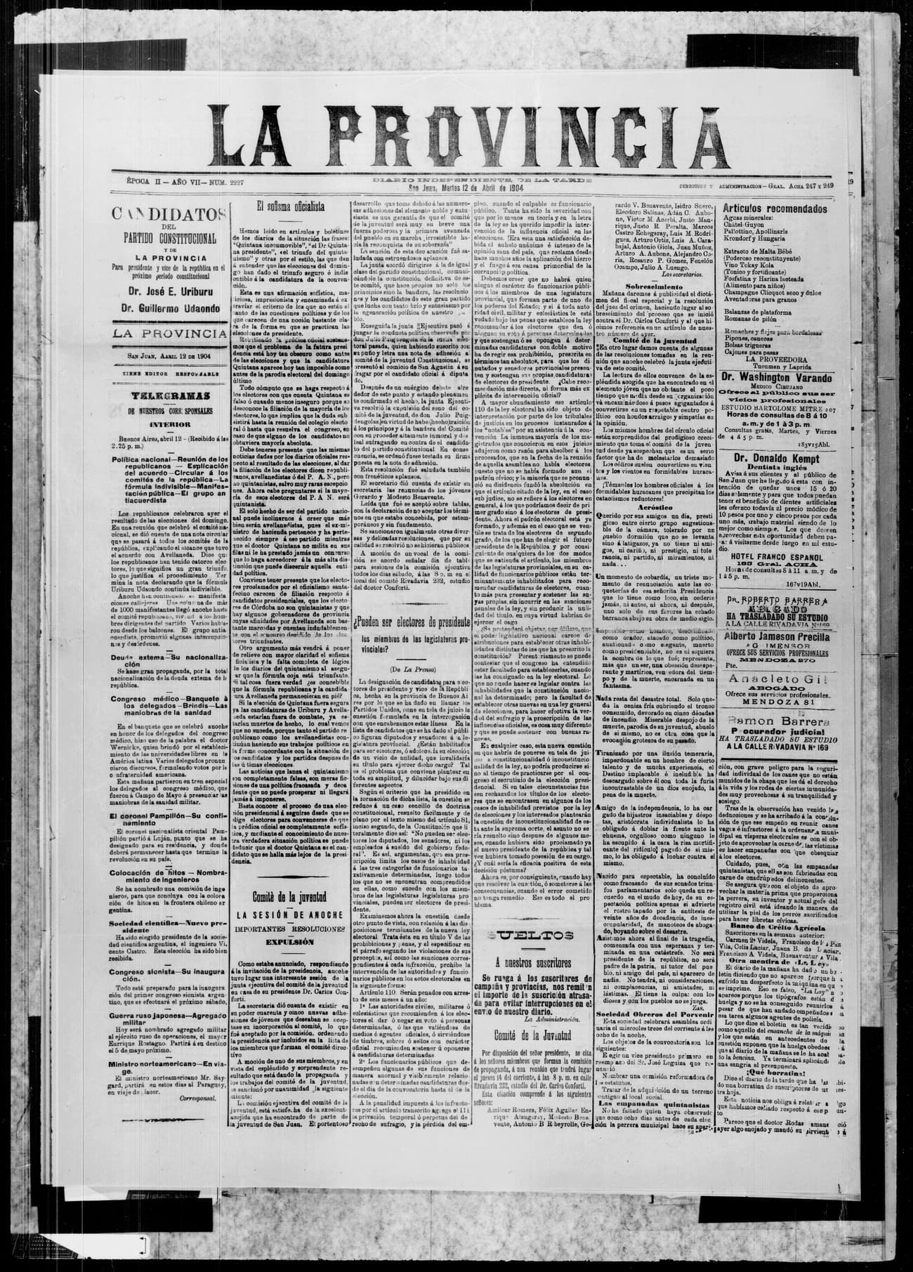 Portada · 12 de Abril de 1904