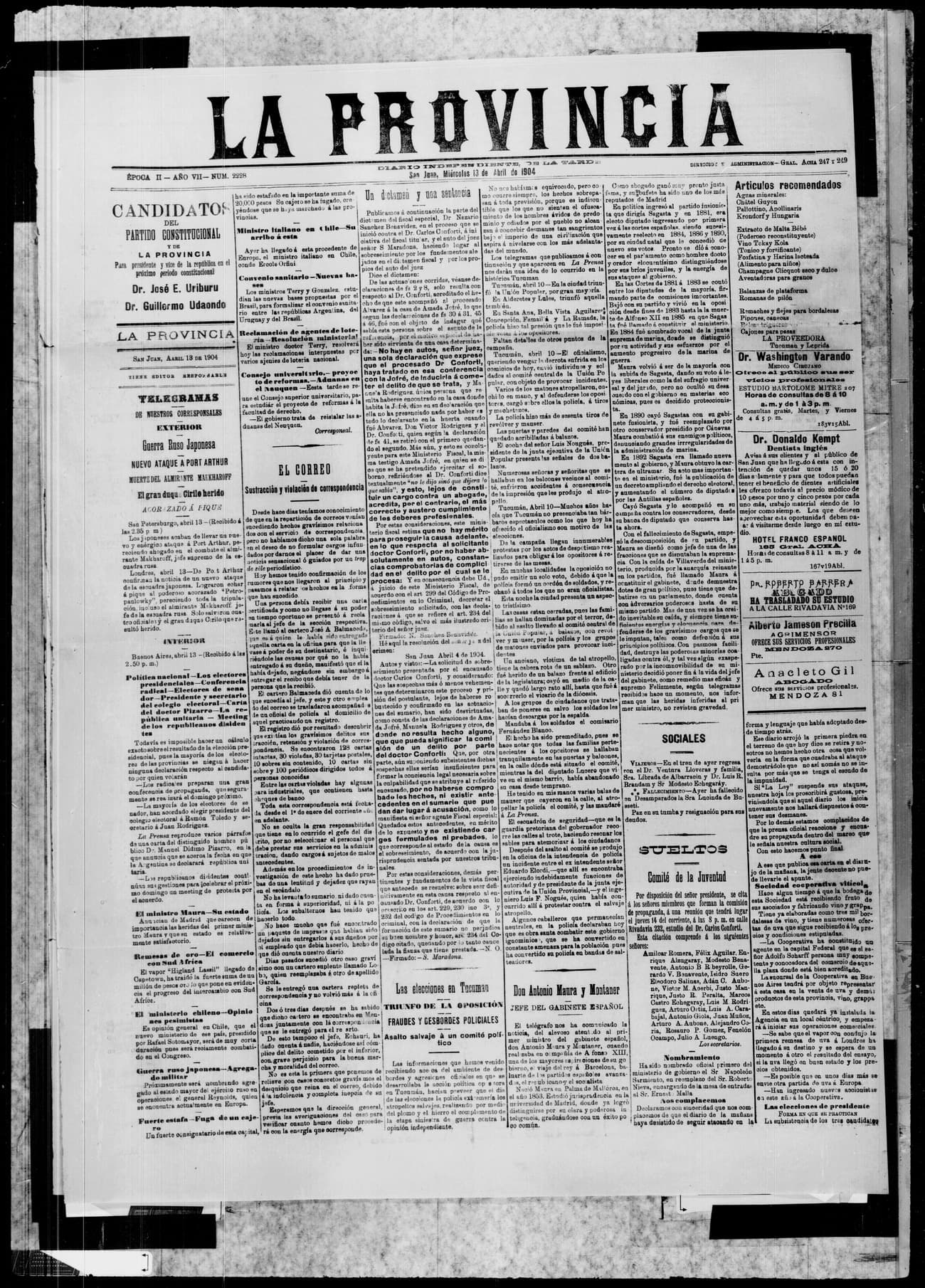 Portada · 13 de Abril de 1904