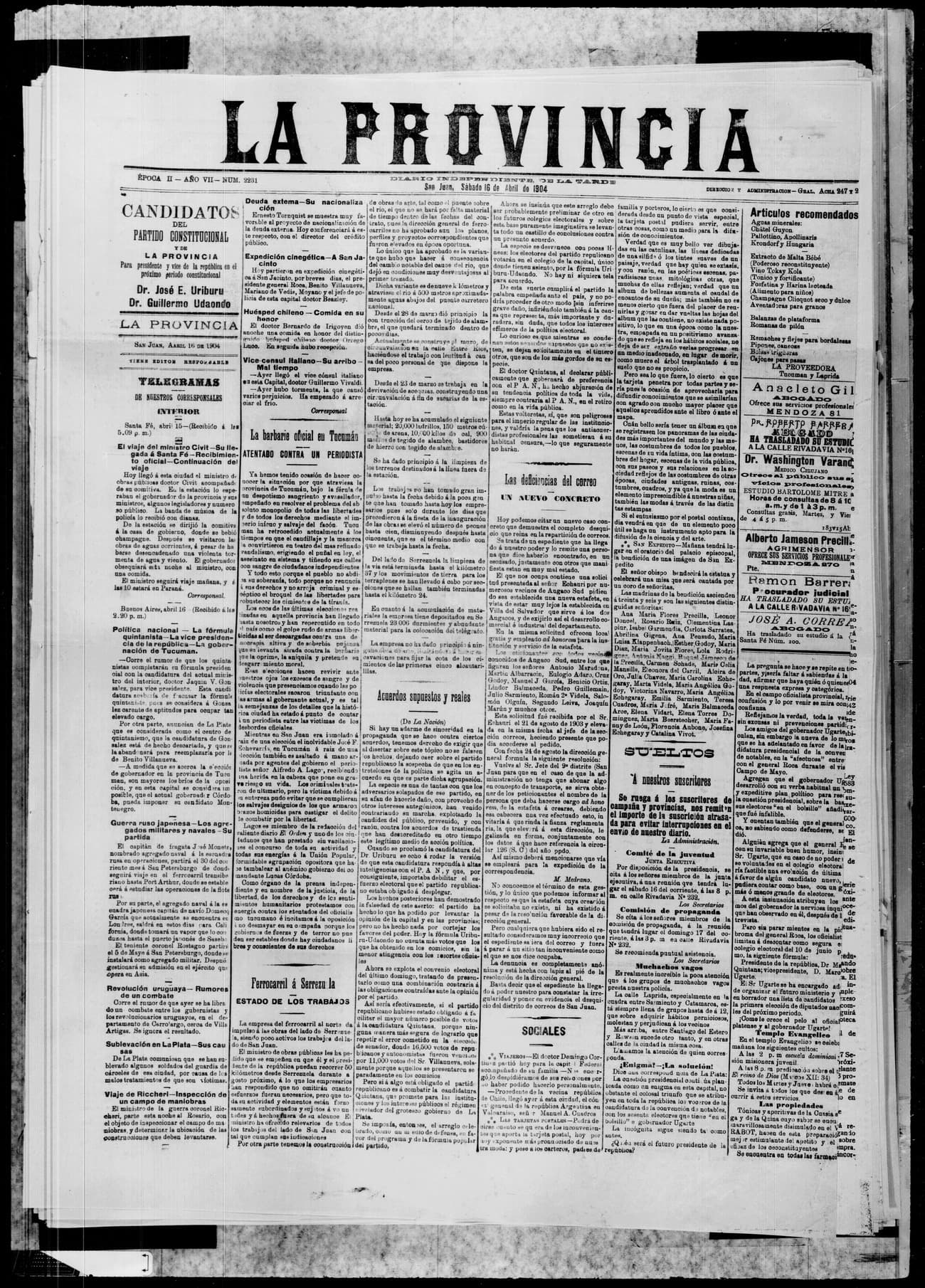 Portada · 16 de Abril de 1904