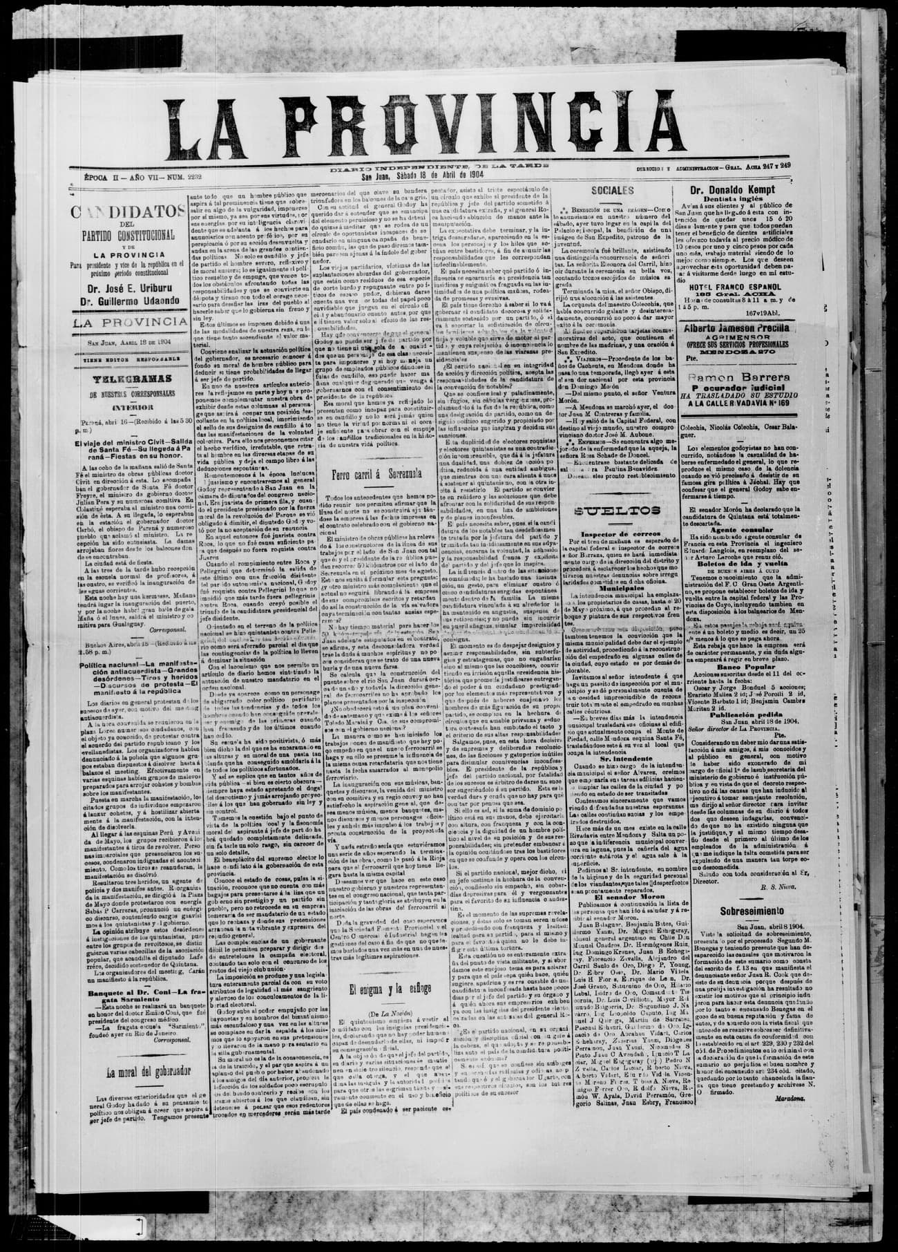 Portada · 18 de Abril de 1904
