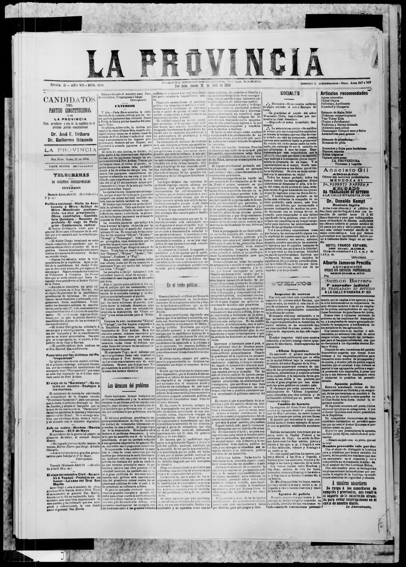 Portada · 21 de Abril de 1904