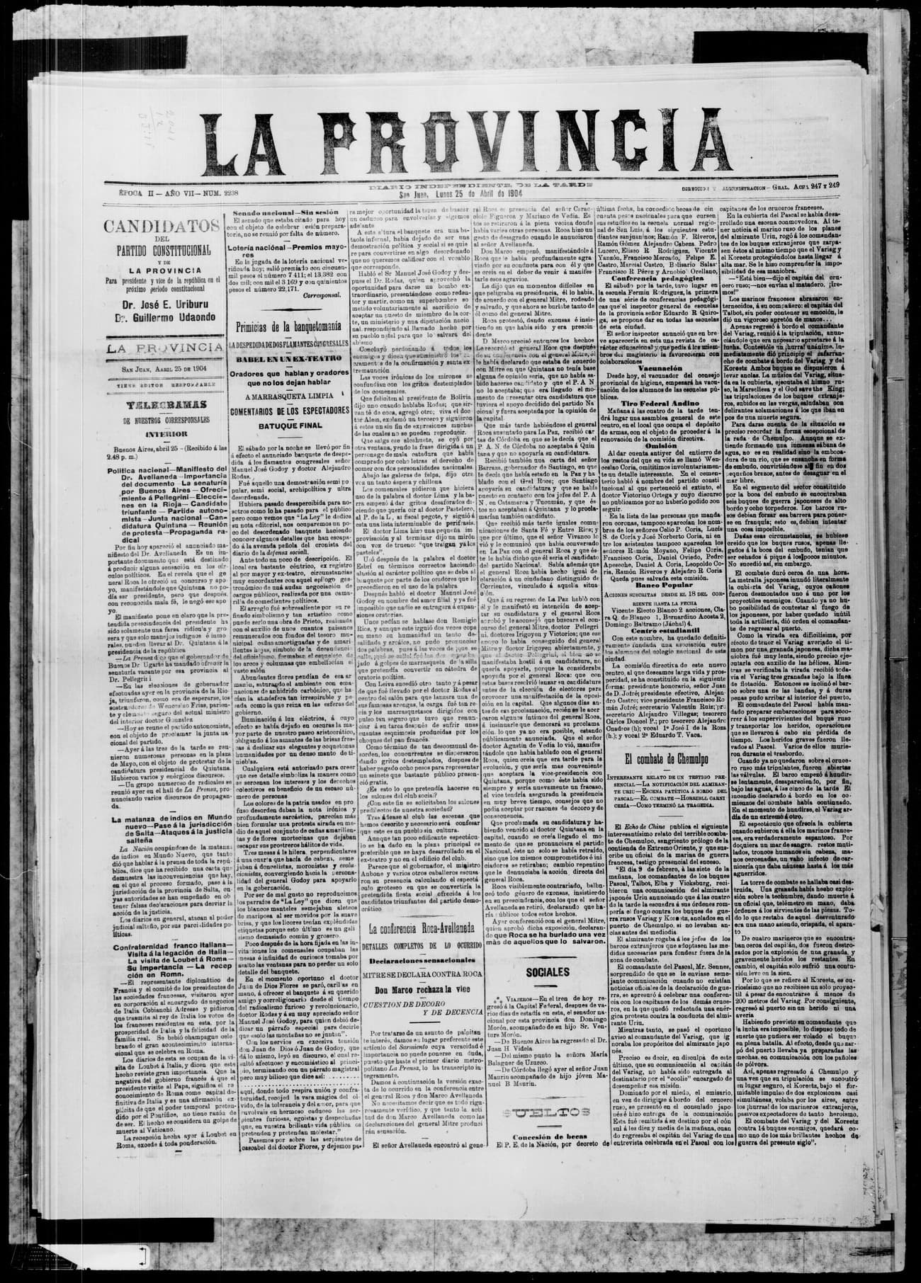 Portada · 25 de Abril de 1904