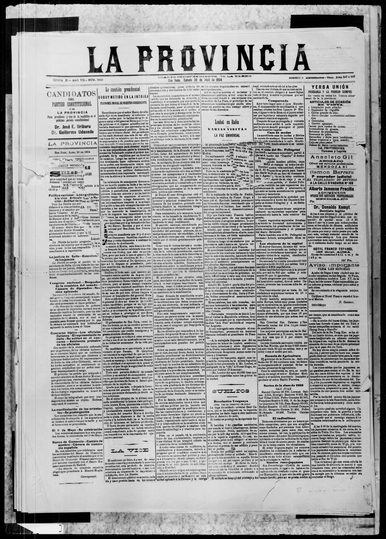 Portada · 30 de Abril de 1904