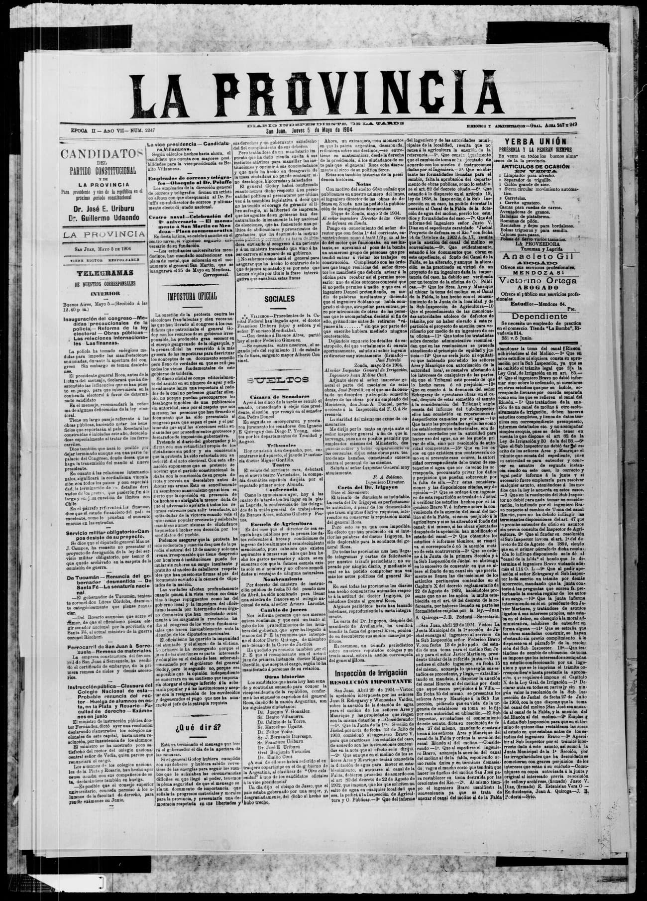Portada · 5 de Mayo de 1904