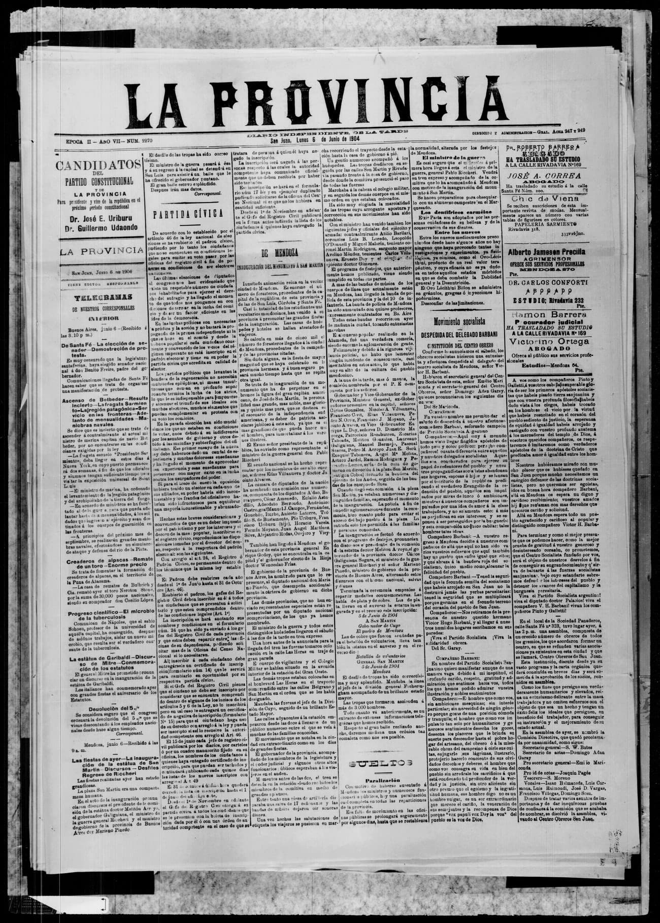 Portada · 6 de Junio de 1904
