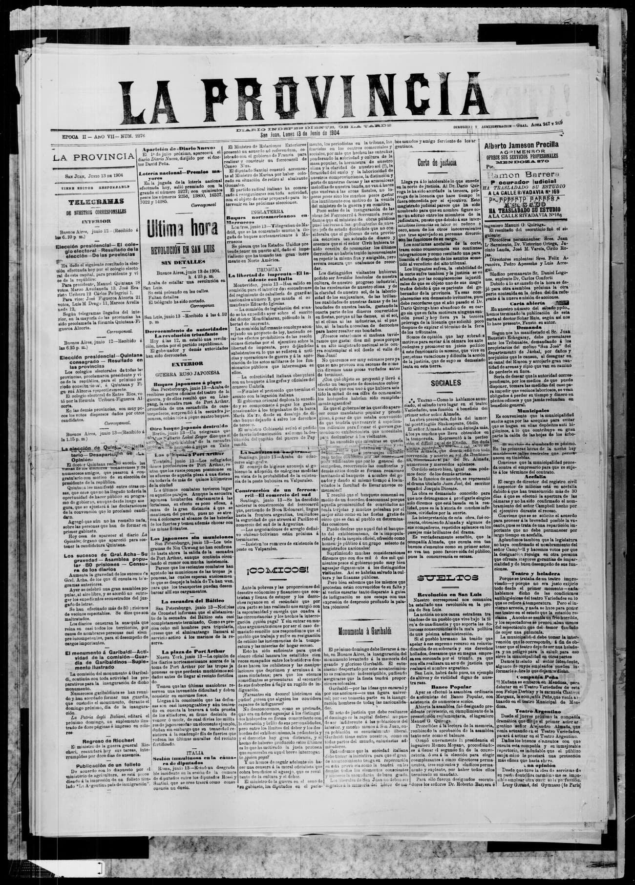 Portada · 13 de Junio de 1904