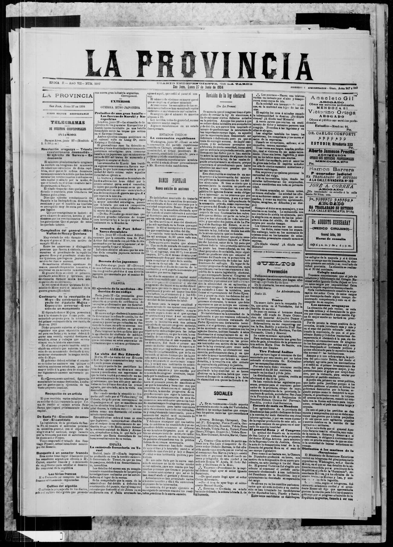 Portada · 27 de Junio de 1904