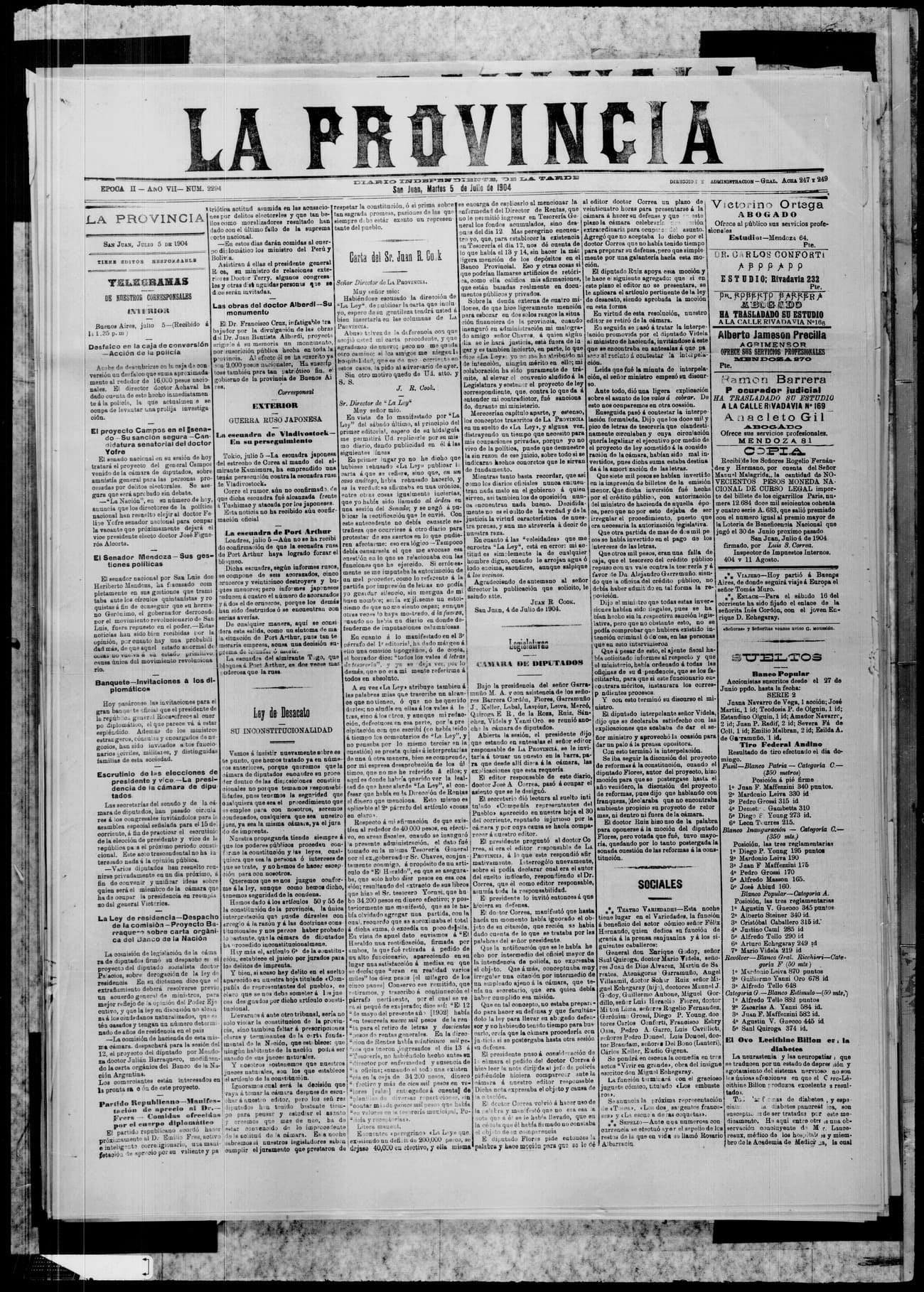 Portada · 5 de Julio de 1904