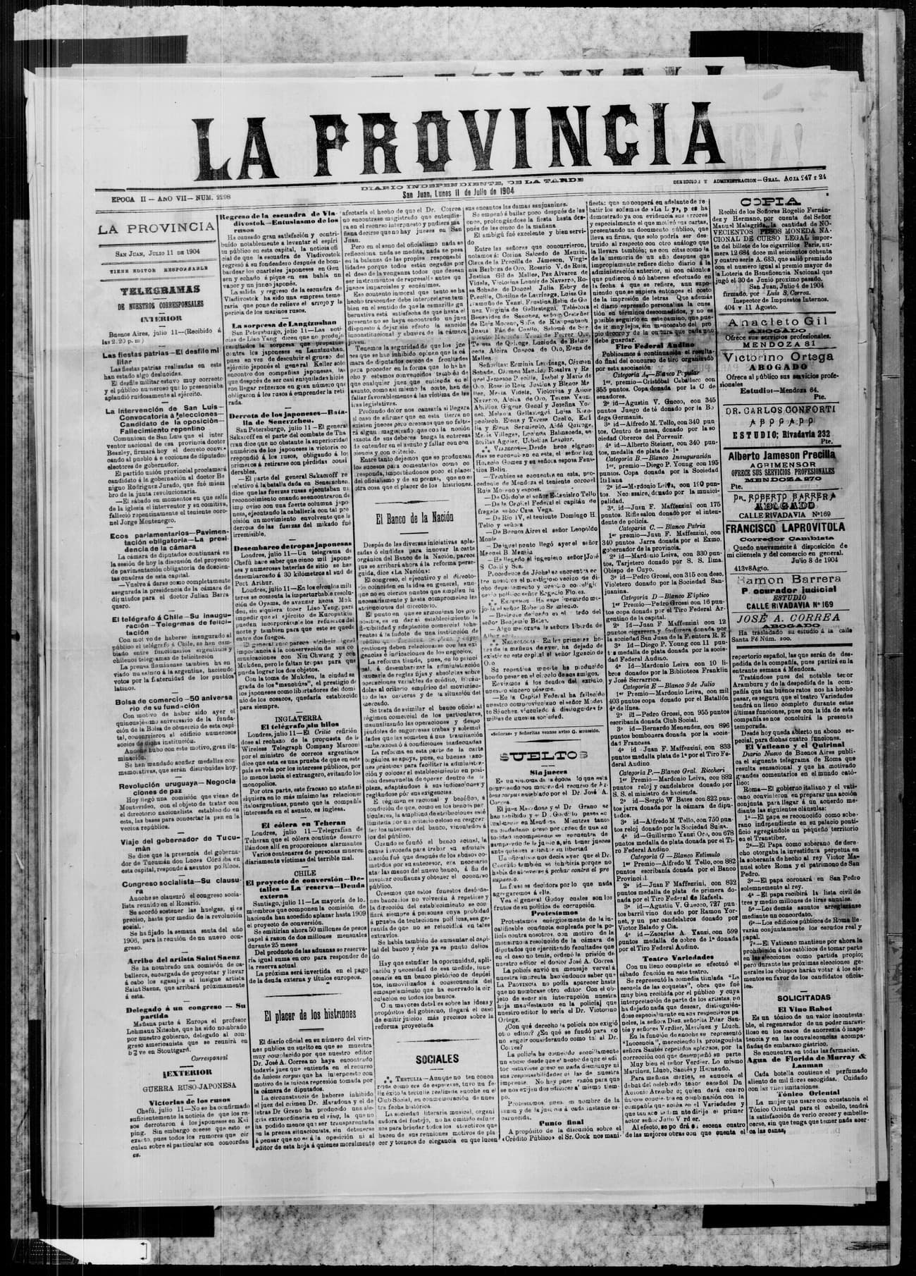 Portada · 11 de Julio de 1904