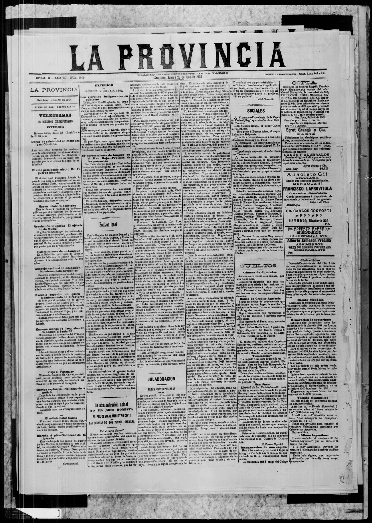 Portada · 23 de Julio de 1904