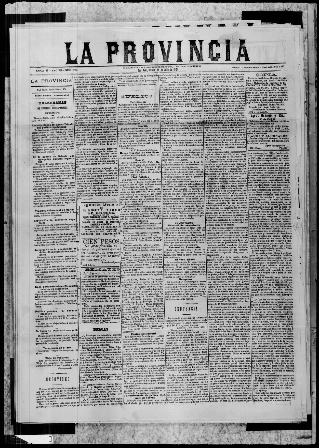 Portada · 25 de Julio de 1904