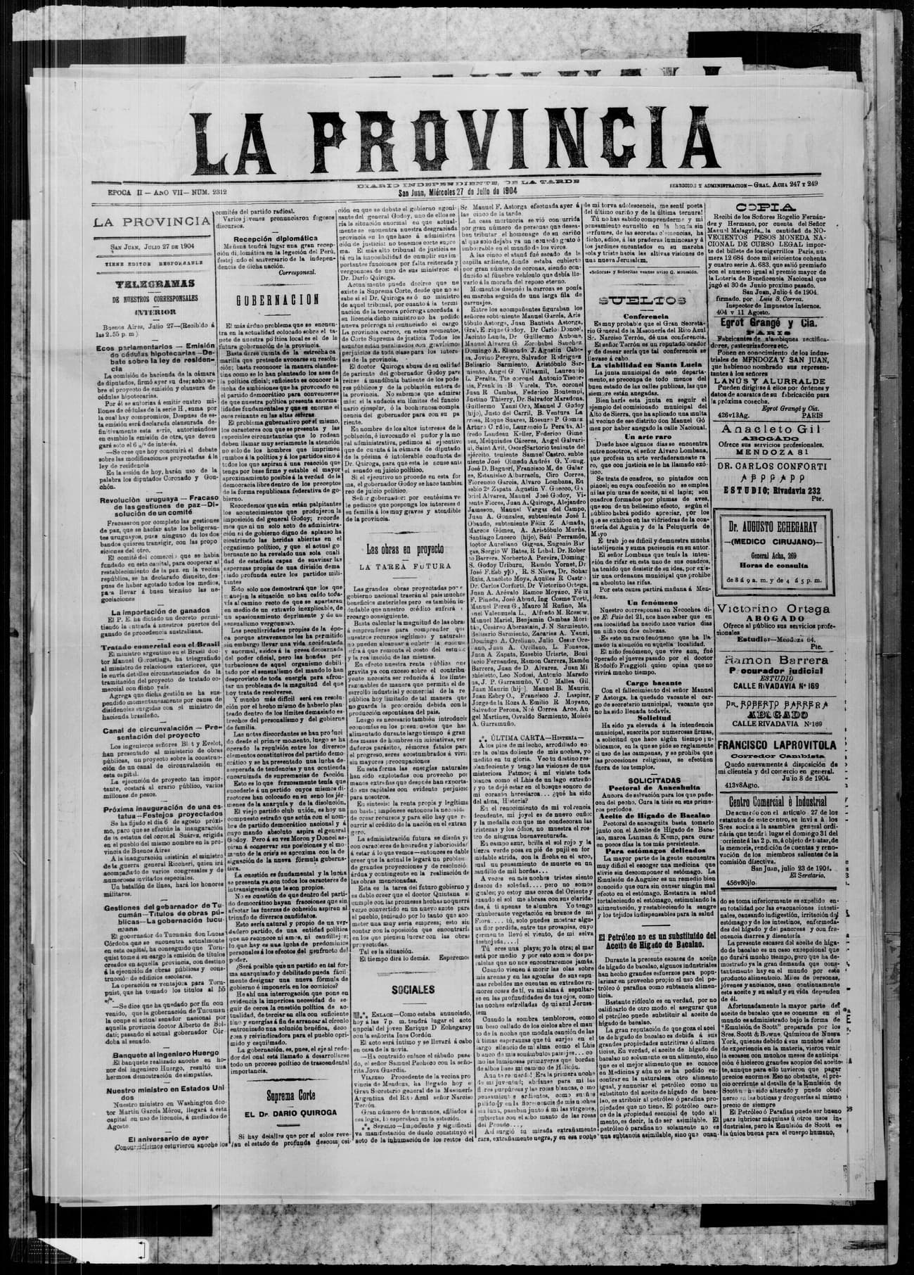 Portada · 27 de Julio de 1904