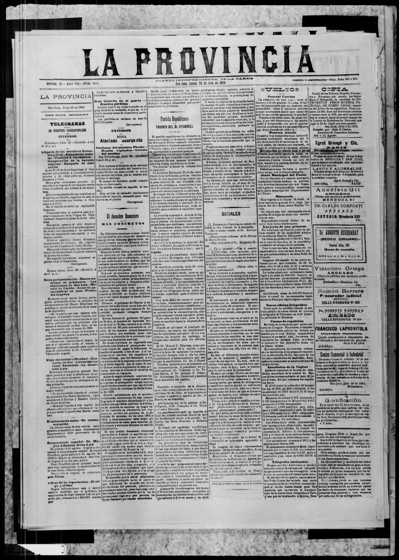 Portada · 28 de Julio de 1904