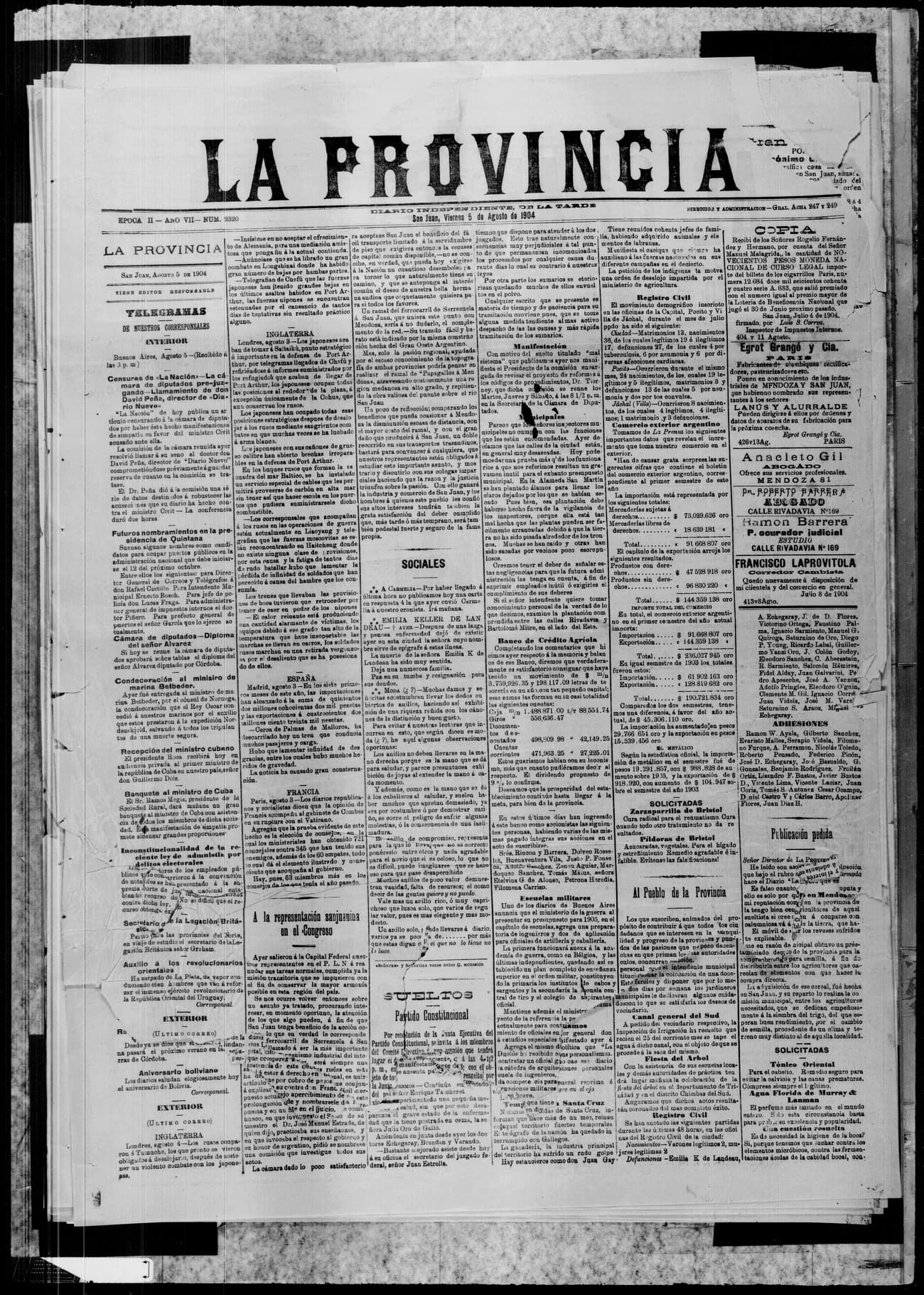 Portada · 5 de Agosto de 1904