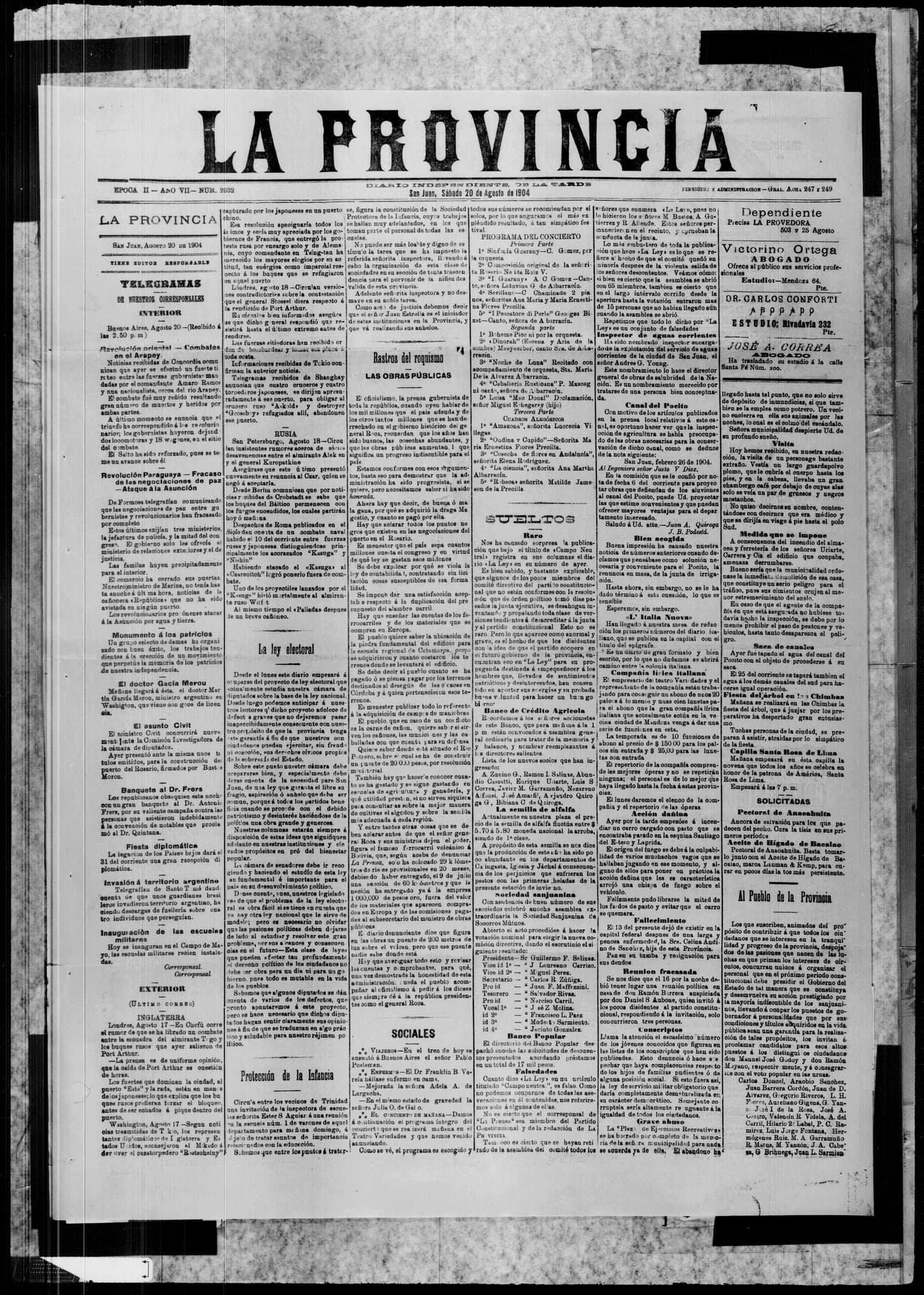 Portada · 20 de Agosto de 1904