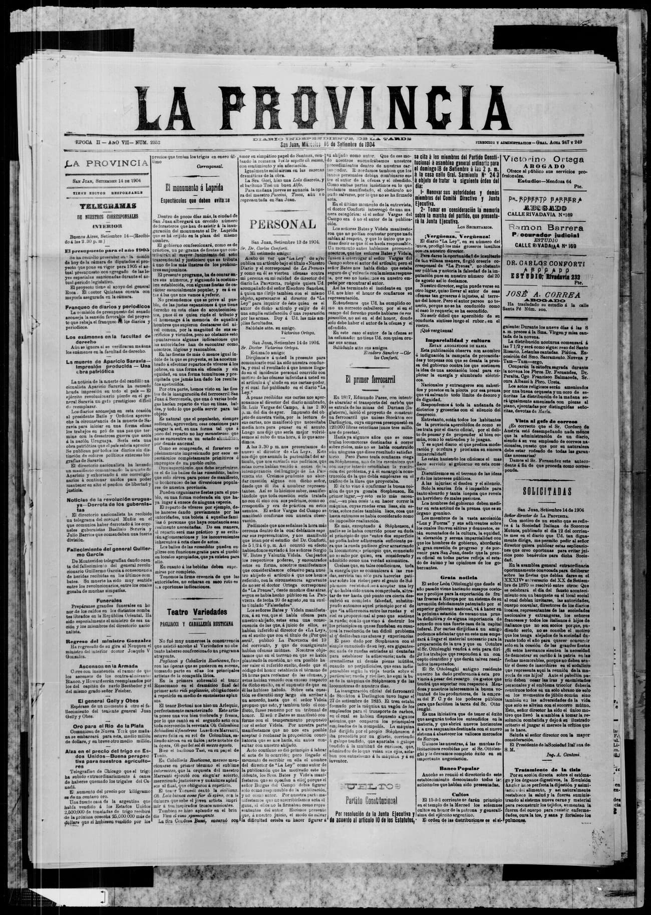 Portada · 14 de Septiembre de 1904