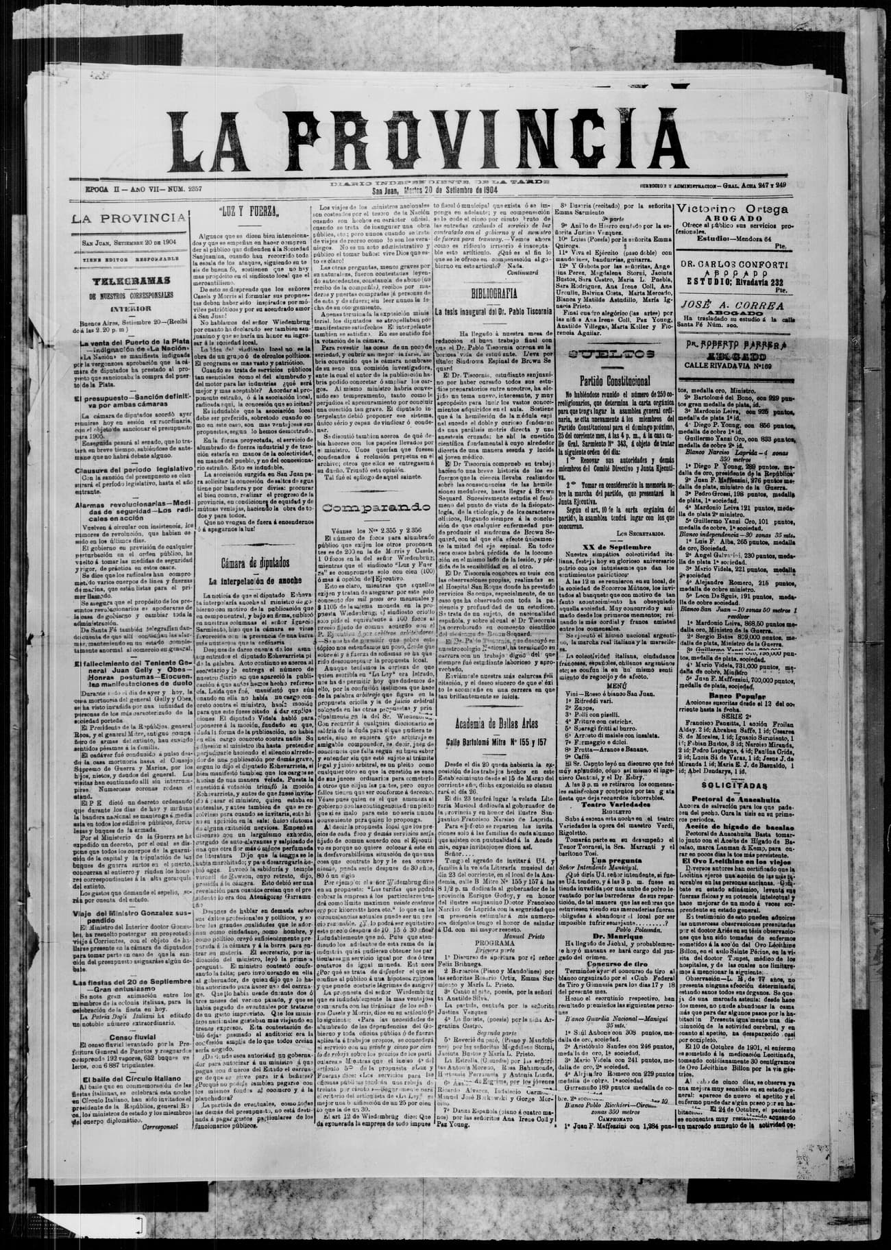 Portada · 20 de Septiembre de 1904