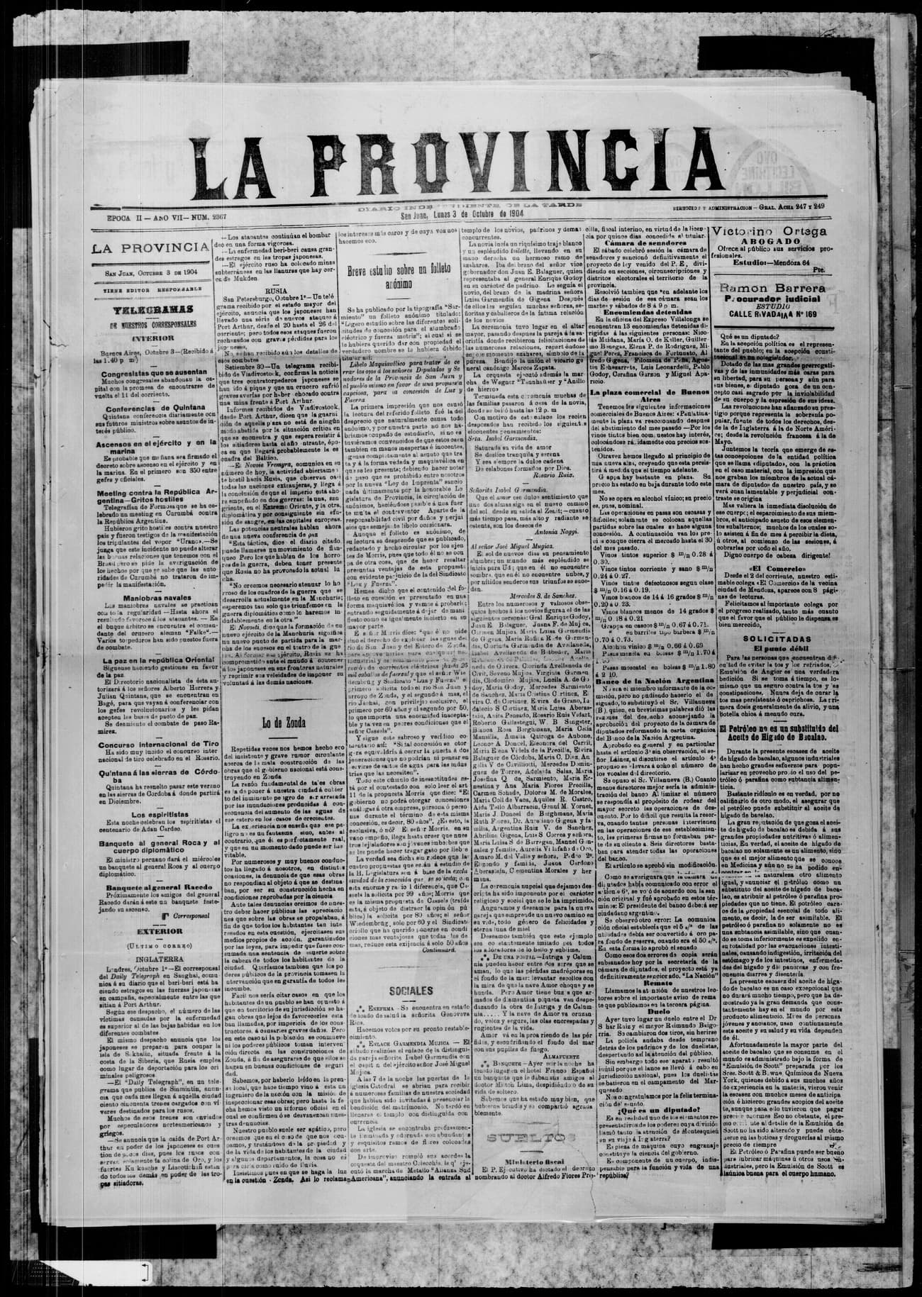 Portada · 3 de Octubre de 1904