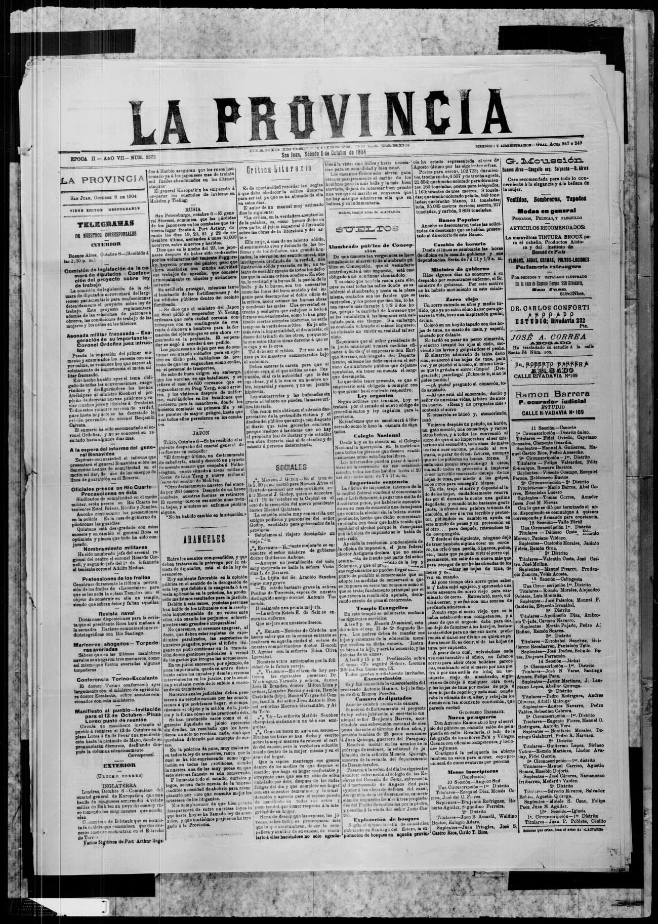 Portada · 8 de Octubre de 1904