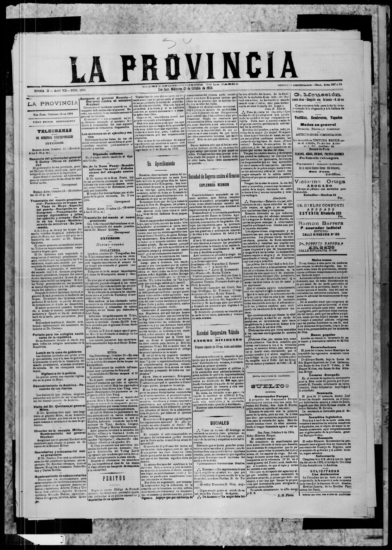 Portada · 12 de Octubre de 1904