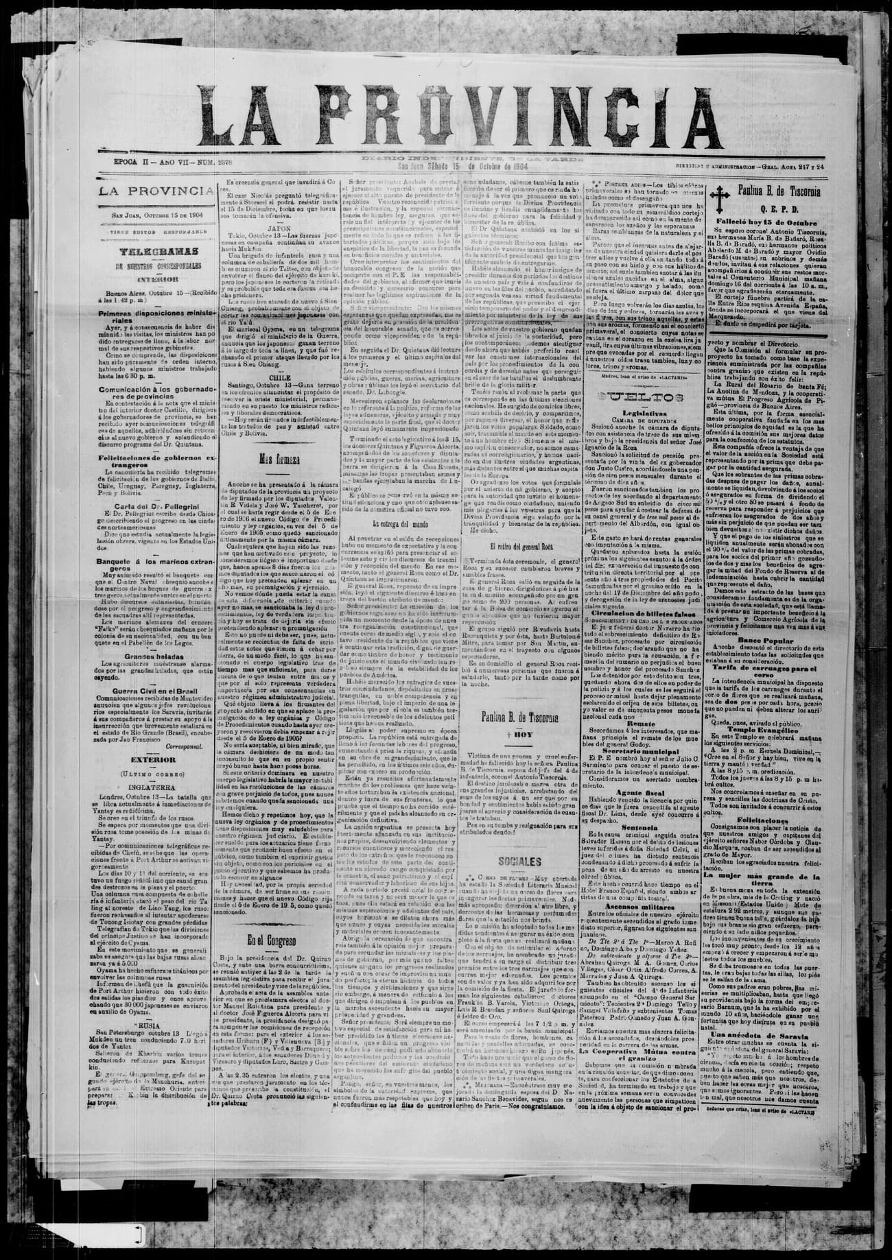 Portada · 15 de Octubre de 1904