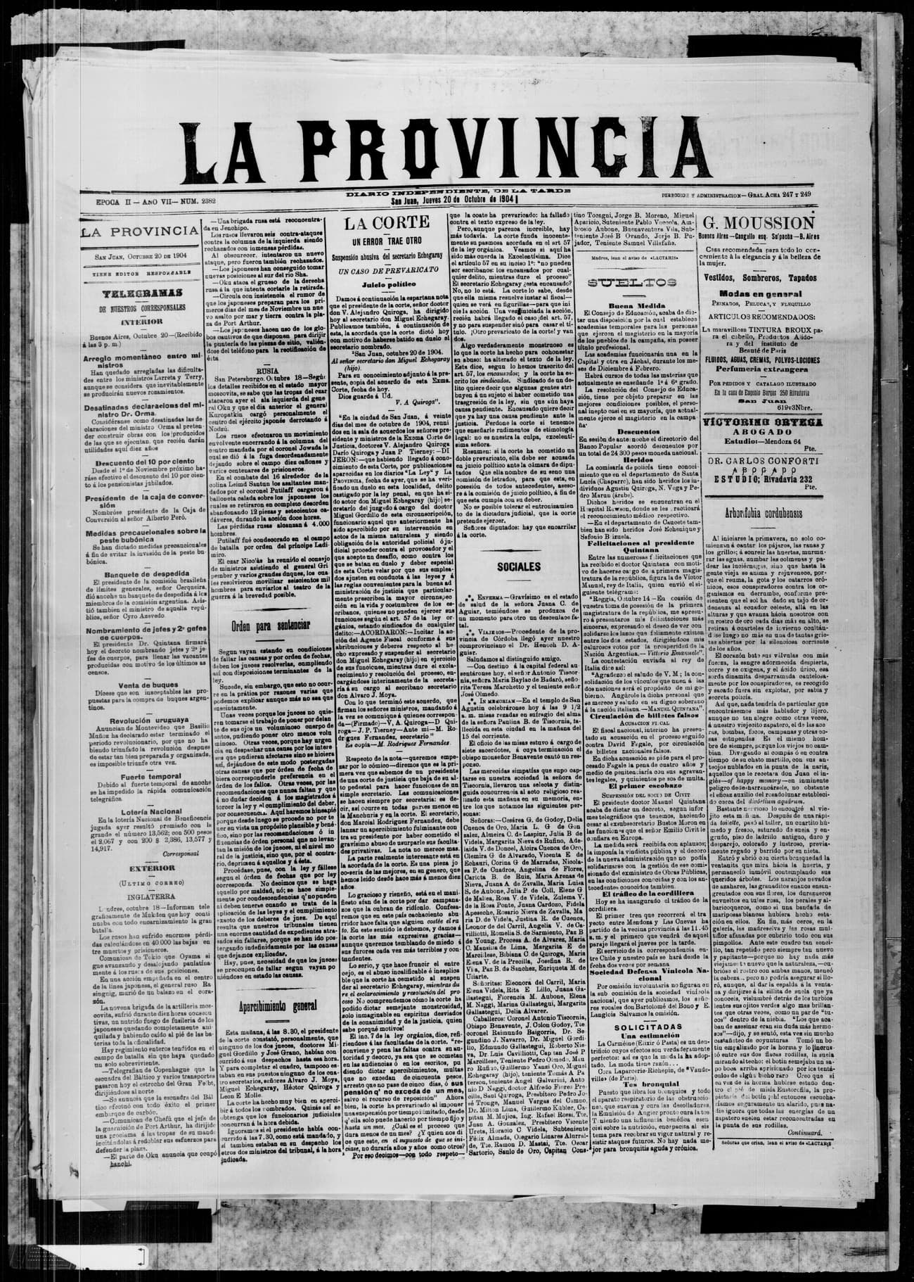 Portada · 20 de Octubre de 1904