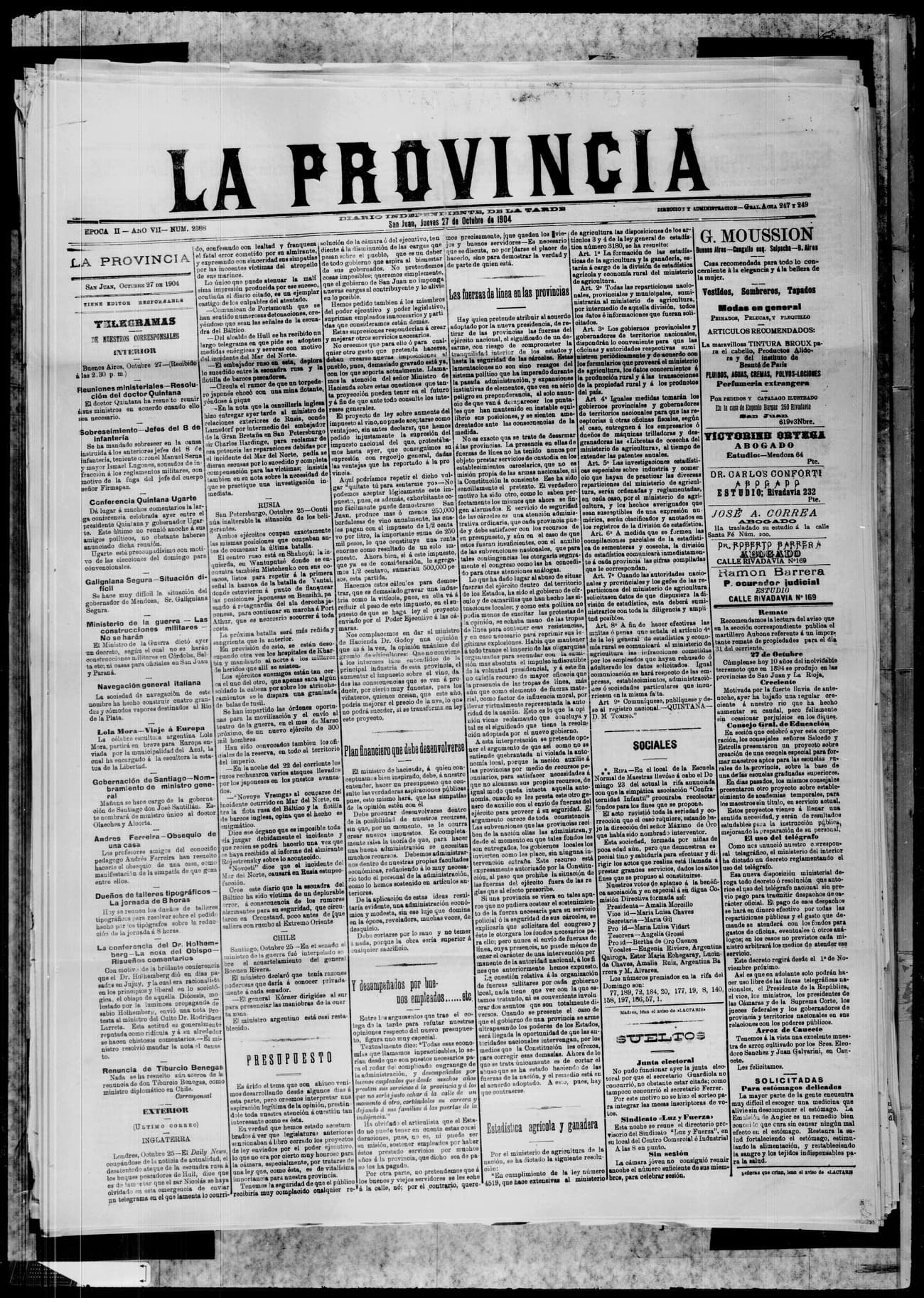 Portada · 27 de Octubre de 1904