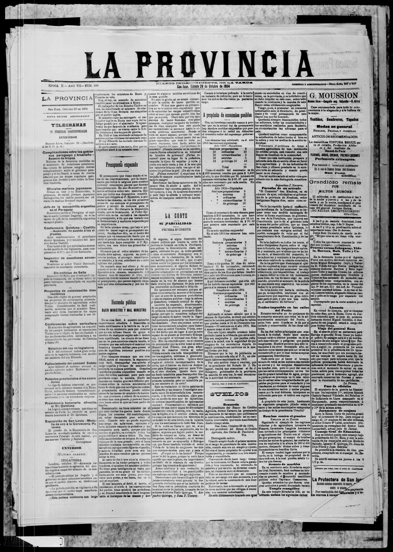 Portada · 29 de Octubre de 1904