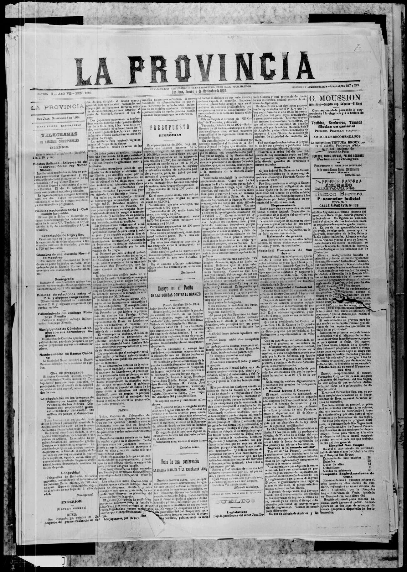 Portada · 3 de Noviembre de 1904