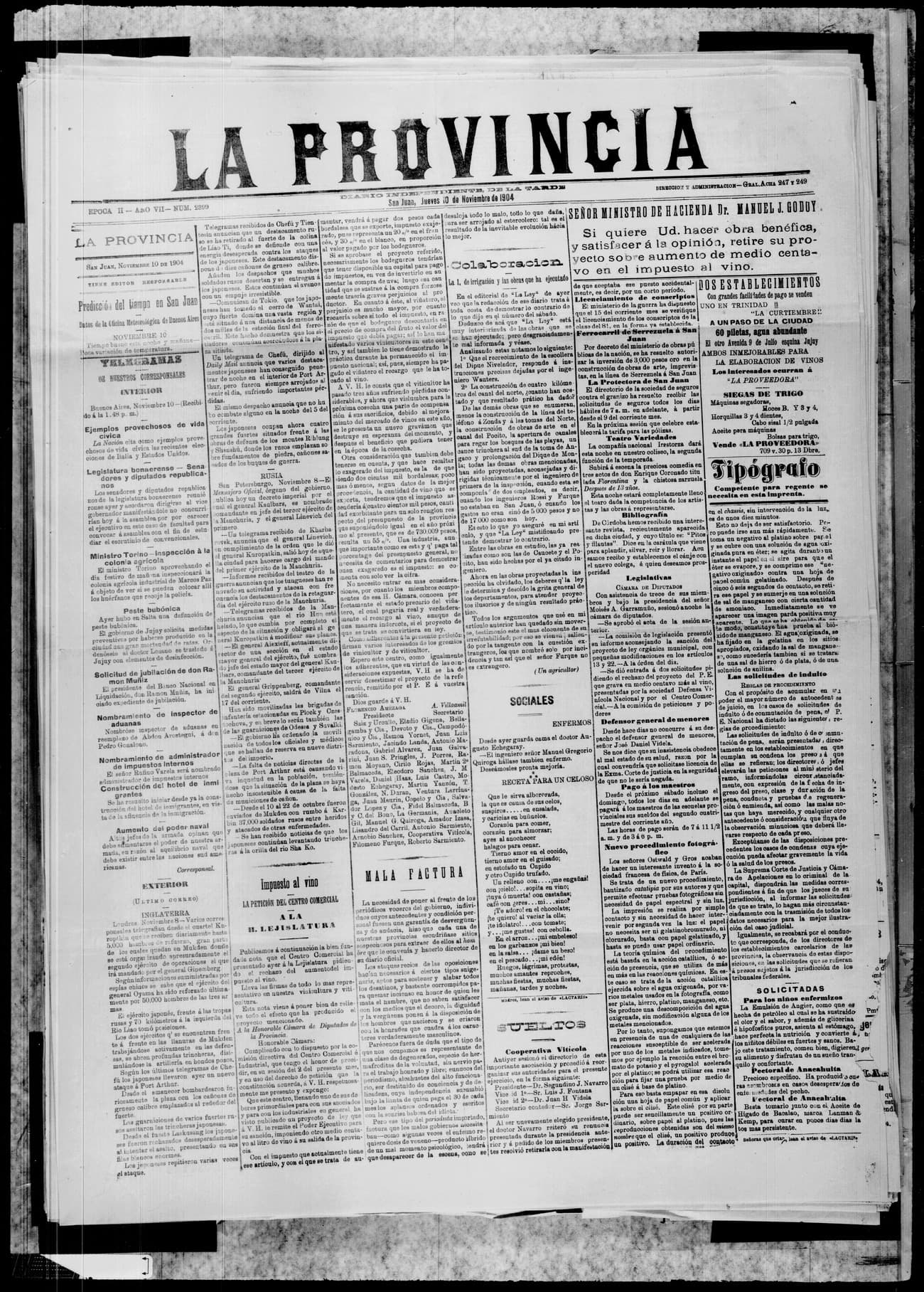 Portada · 10 de Noviembre de 1904