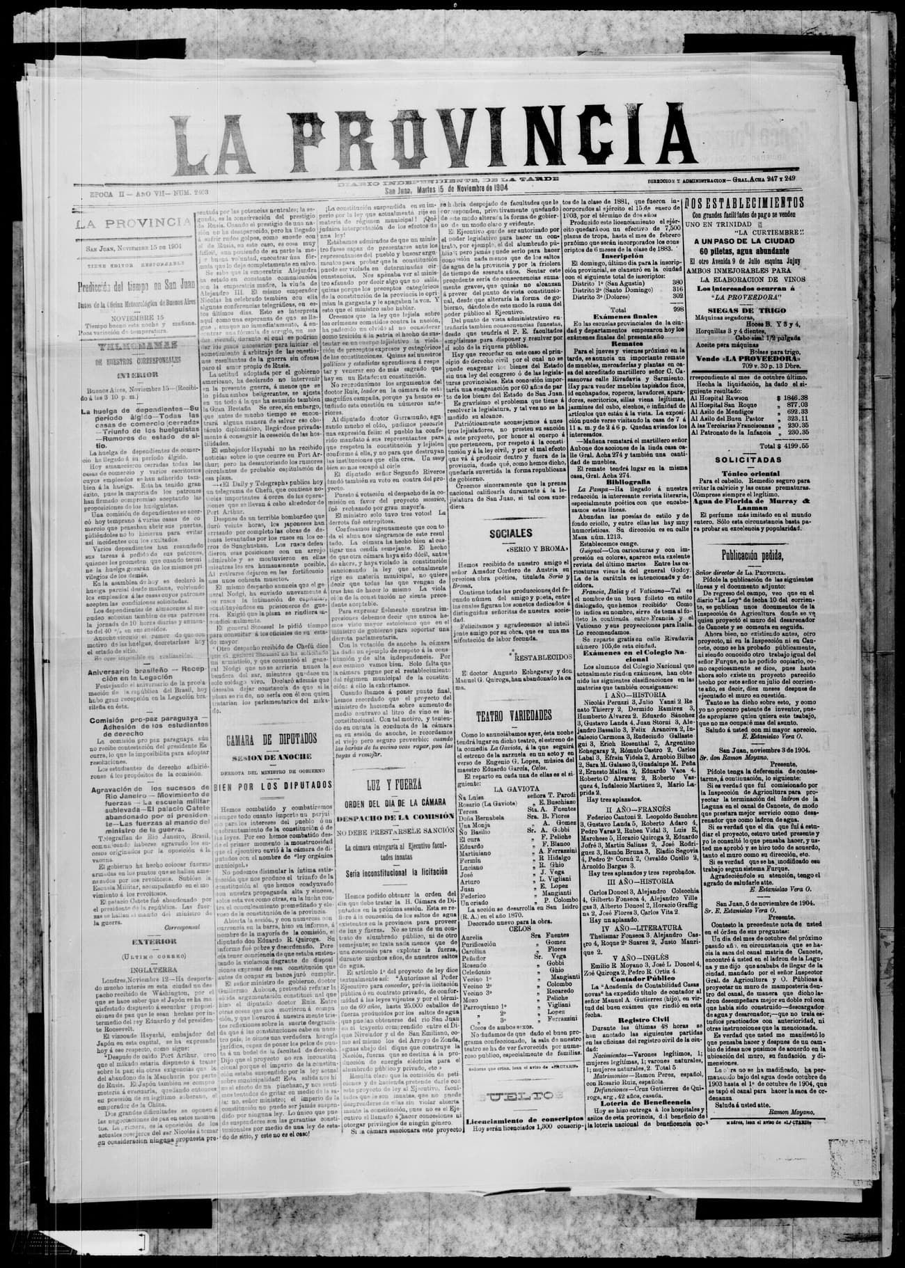 Portada · 15 de Noviembre de 1904