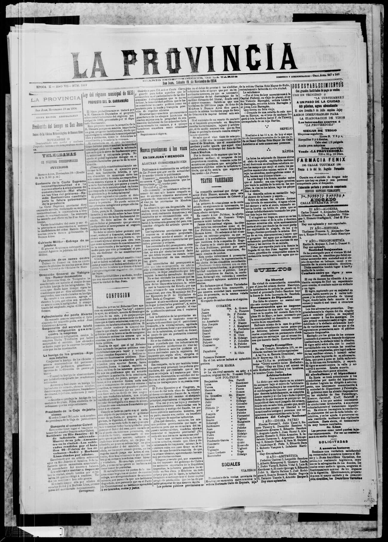 Portada · 19 de Noviembre de 1904