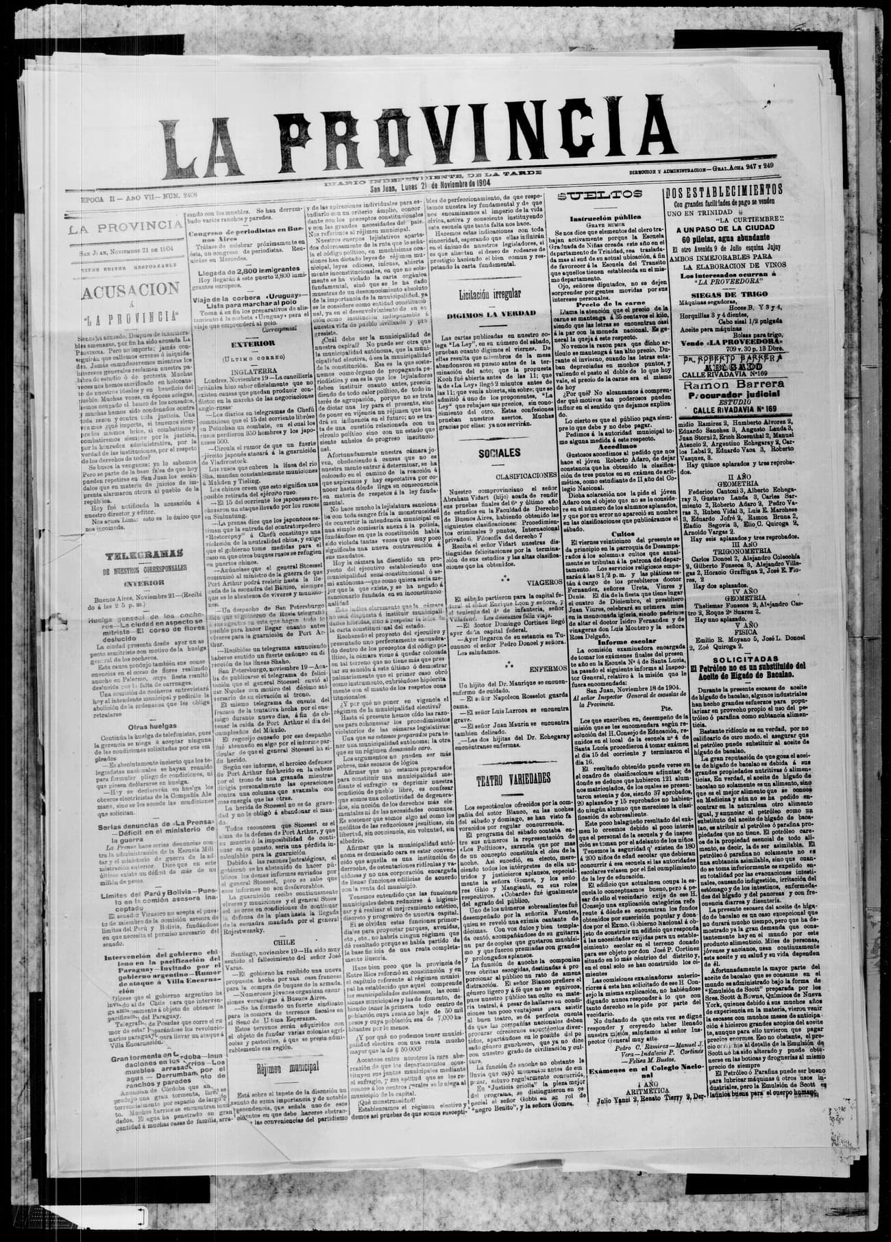 Portada · 21 de Noviembre de 1904