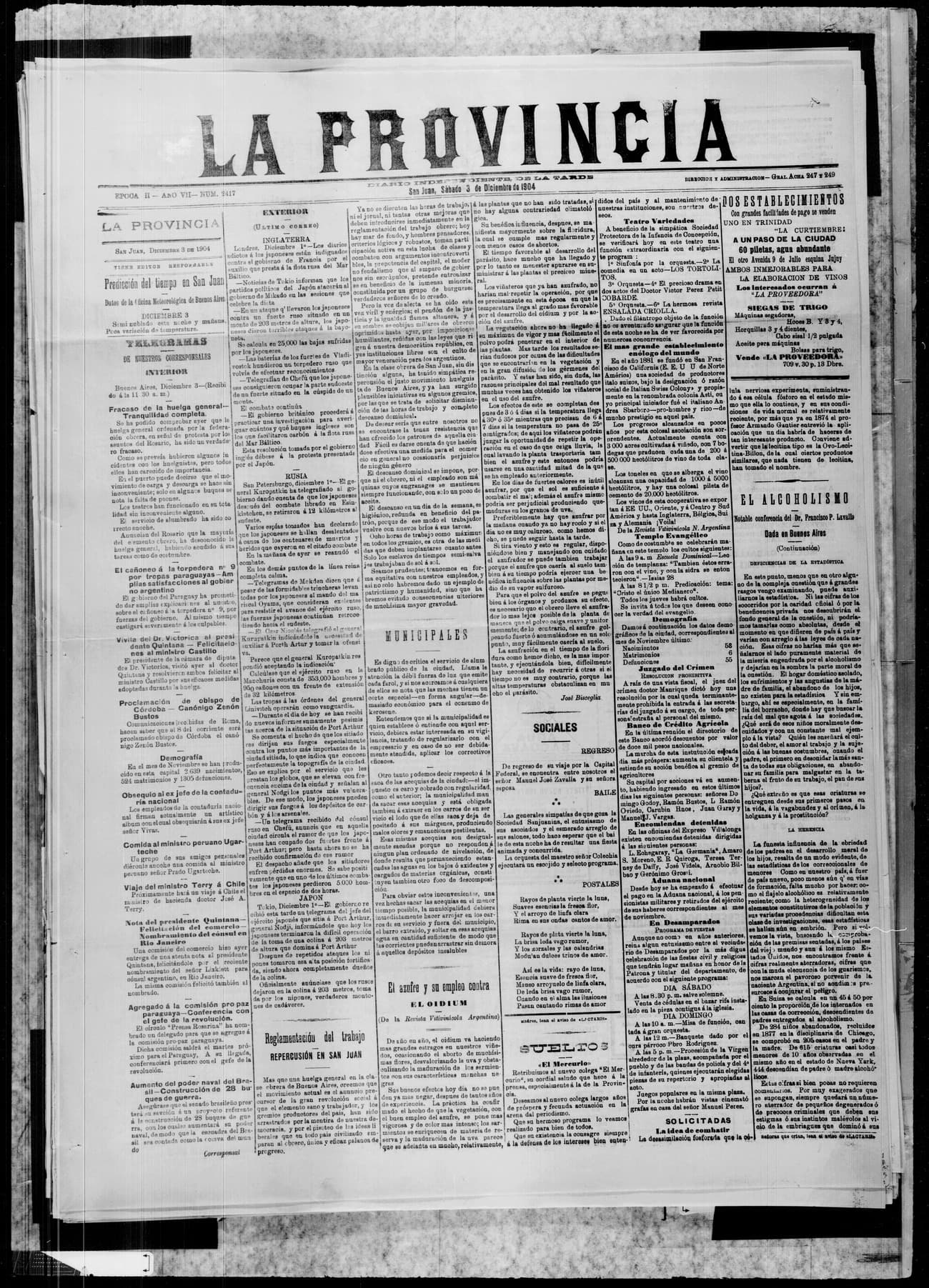 Portada · 3 de Diciembre de 1904
