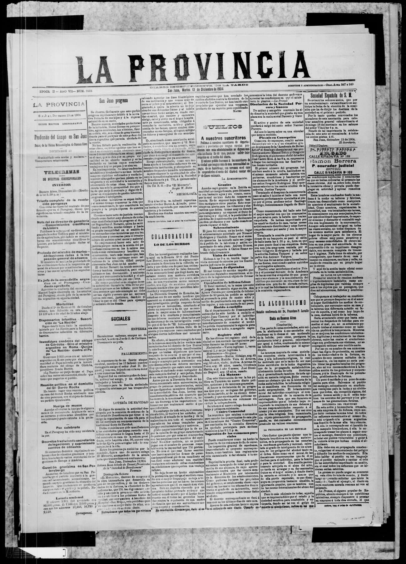 Portada · 13 de Diciembre de 1904