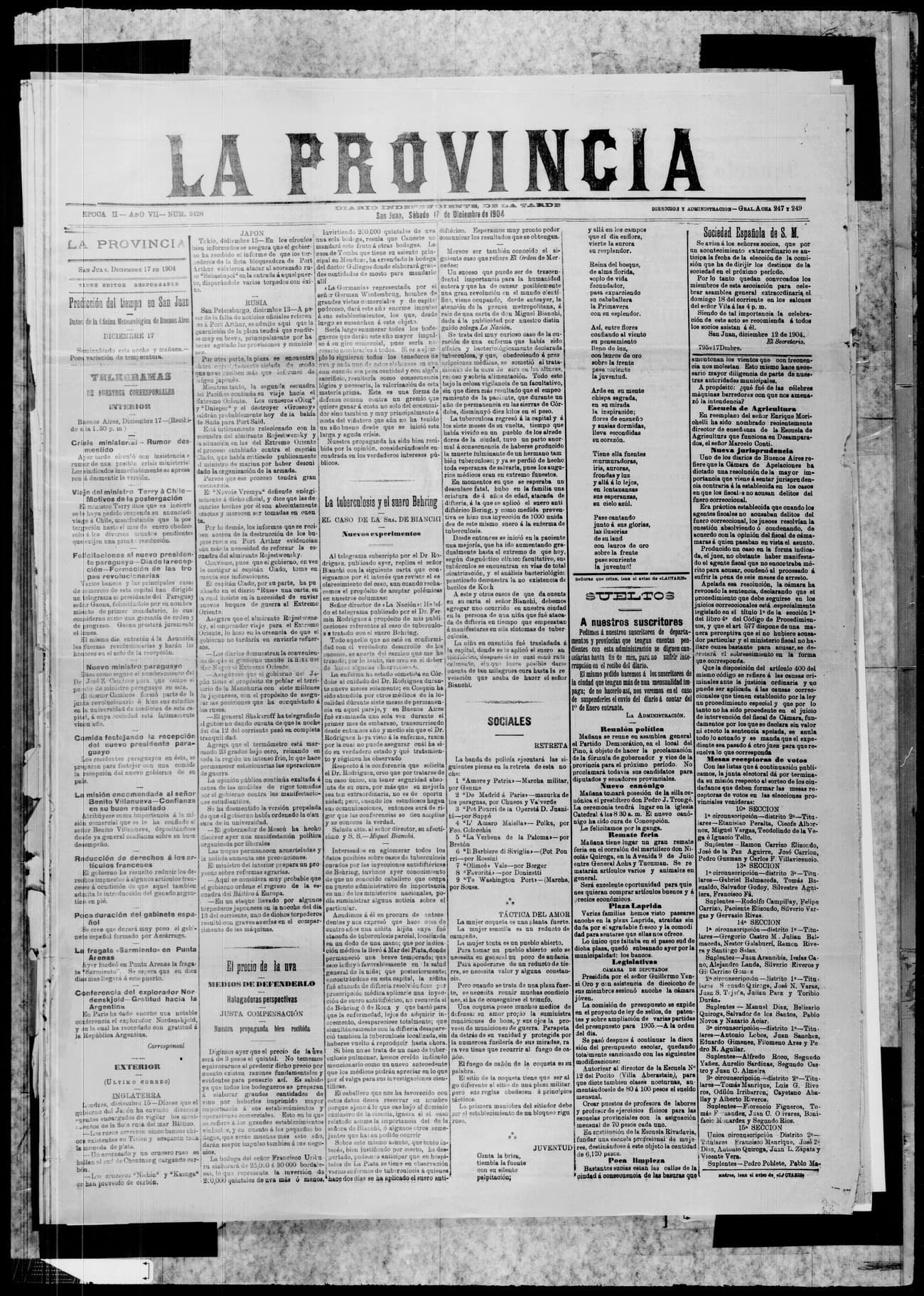 Portada · 17 de Diciembre de 1904