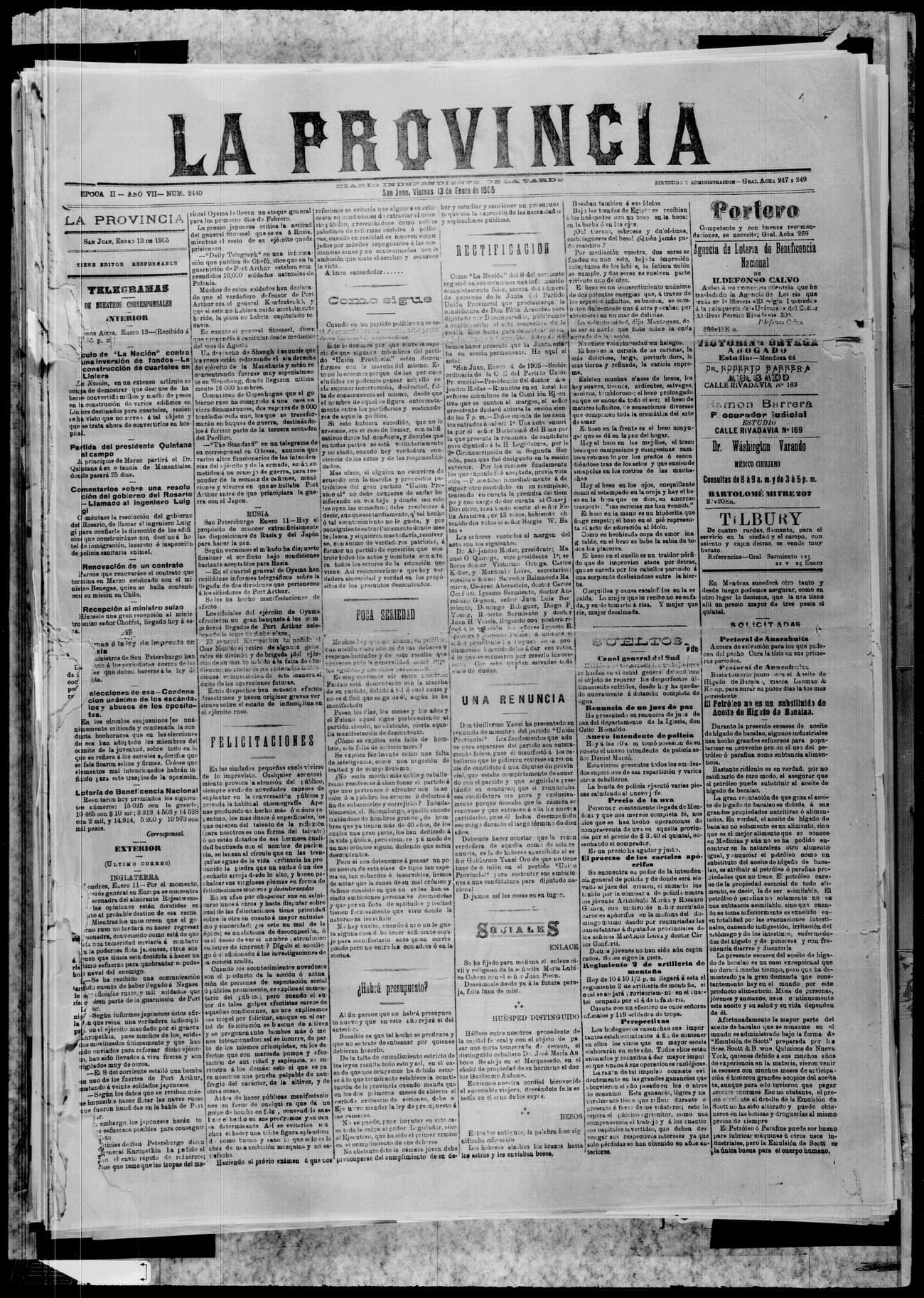 Portada · 13 de Enero de 1905