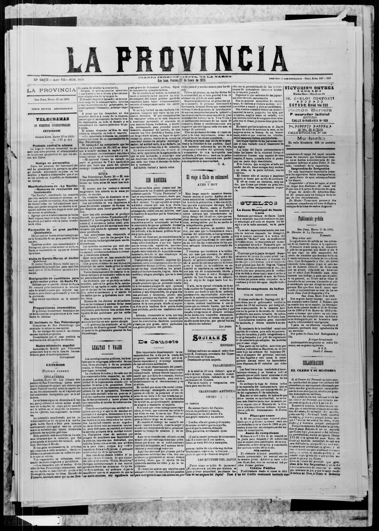 Portada · 27 de Enero de 1905