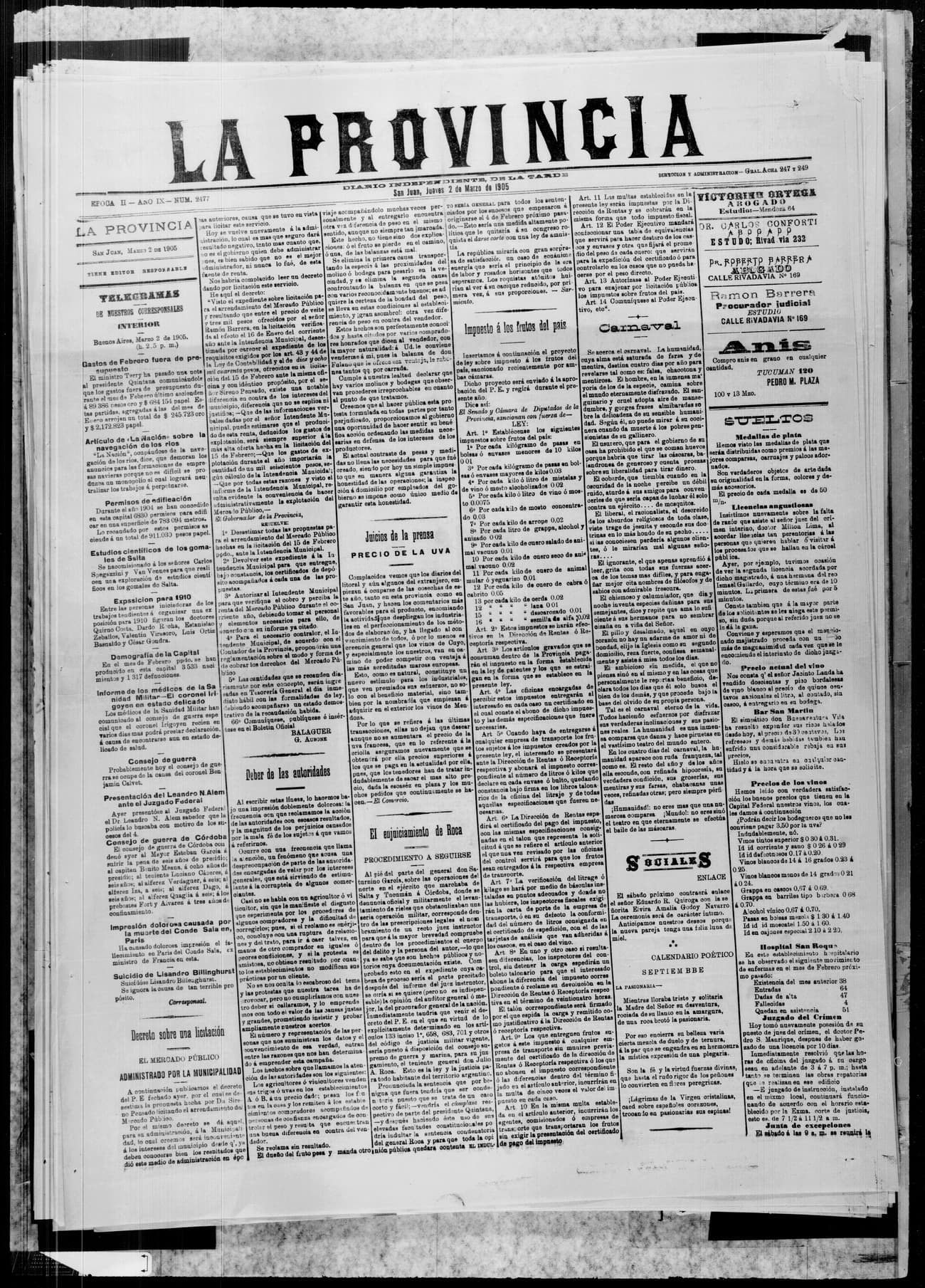 Portada · 2 de Marzo de 1905
