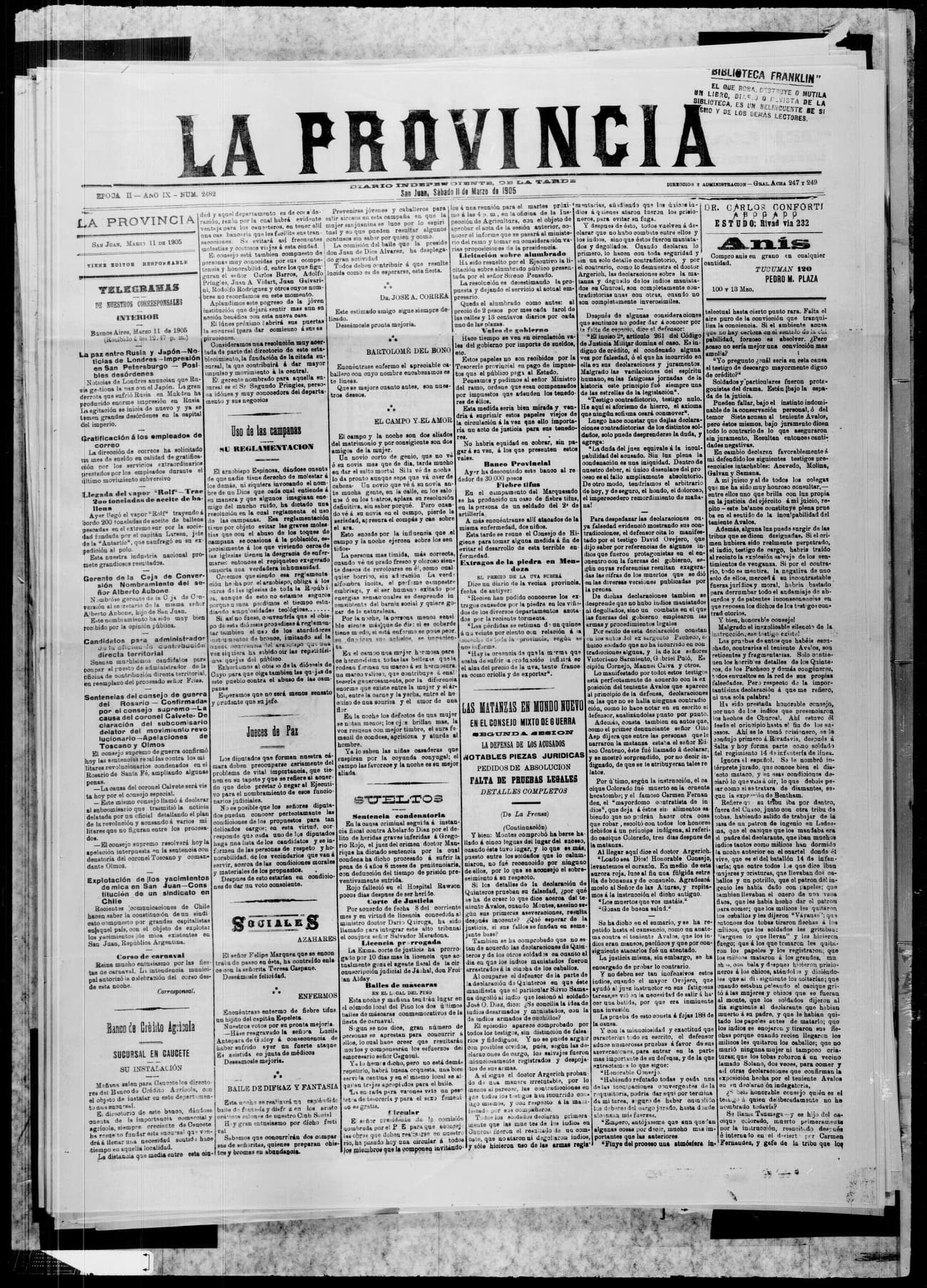 Portada · 11 de Marzo de 1905