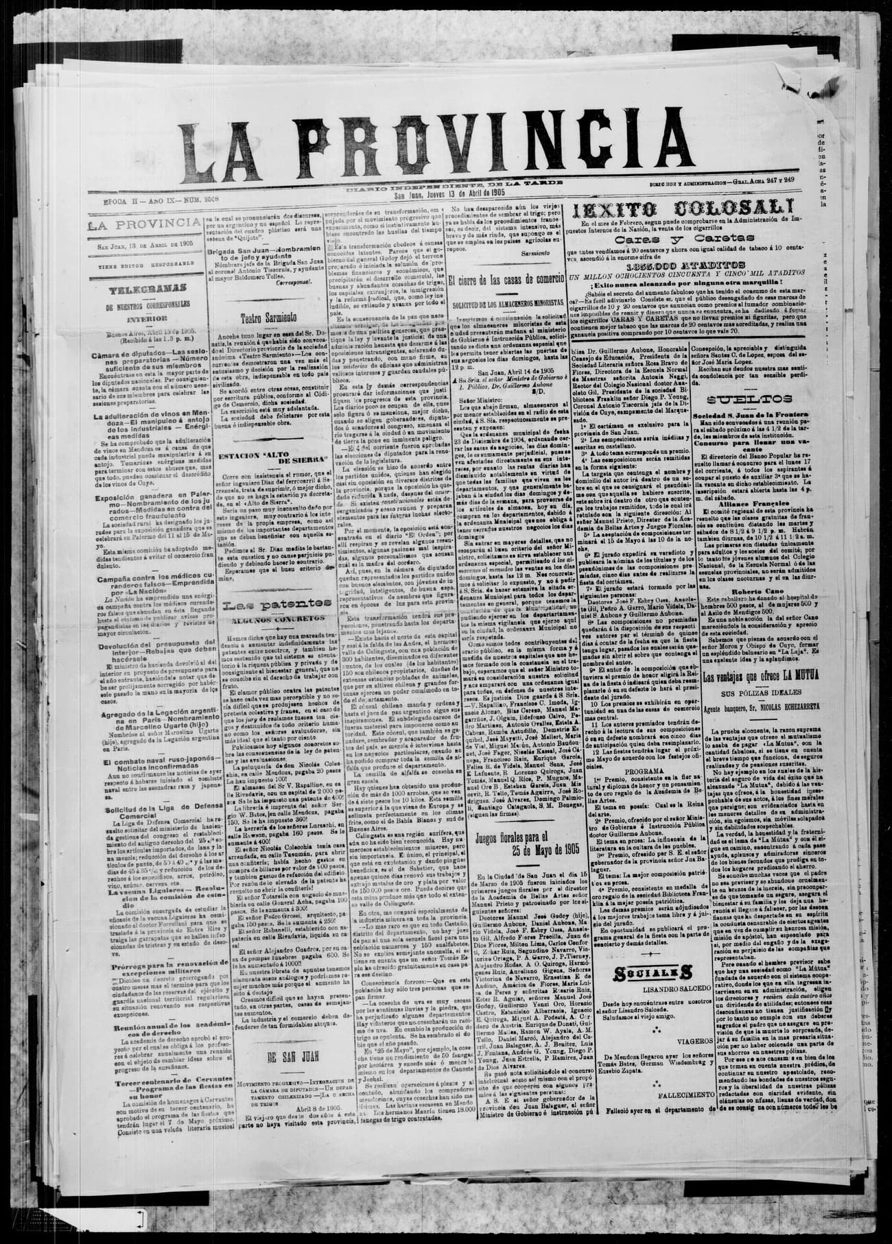 Portada · 13 de Abril de 1905