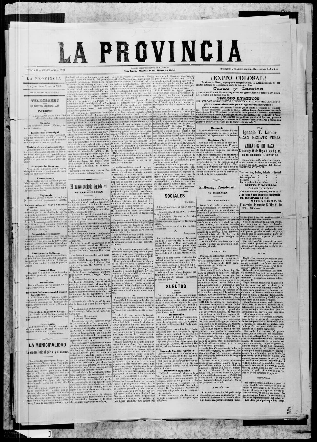 Portada · 9 de Mayo de 1905