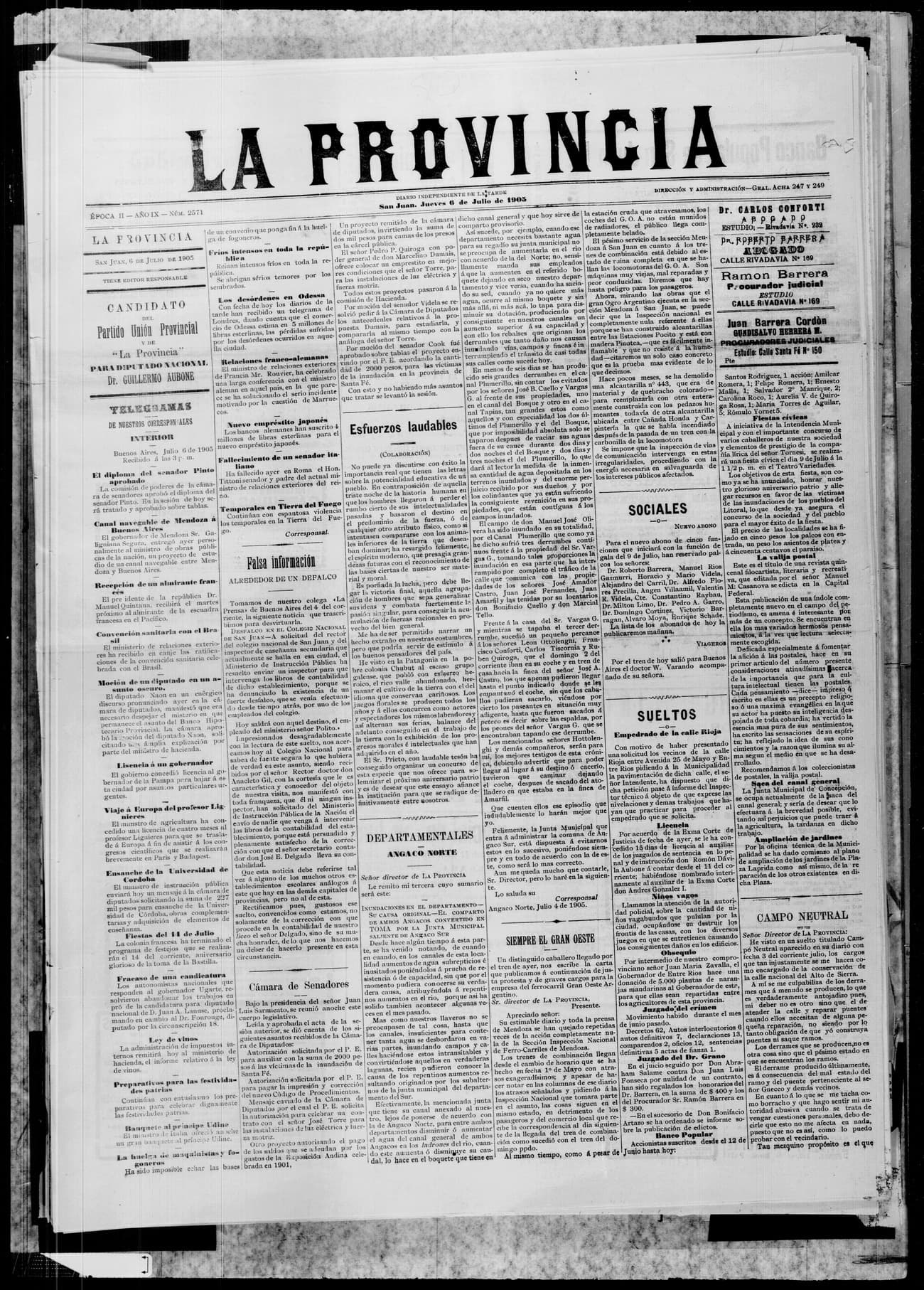 Portada · 6 de Julio de 1905