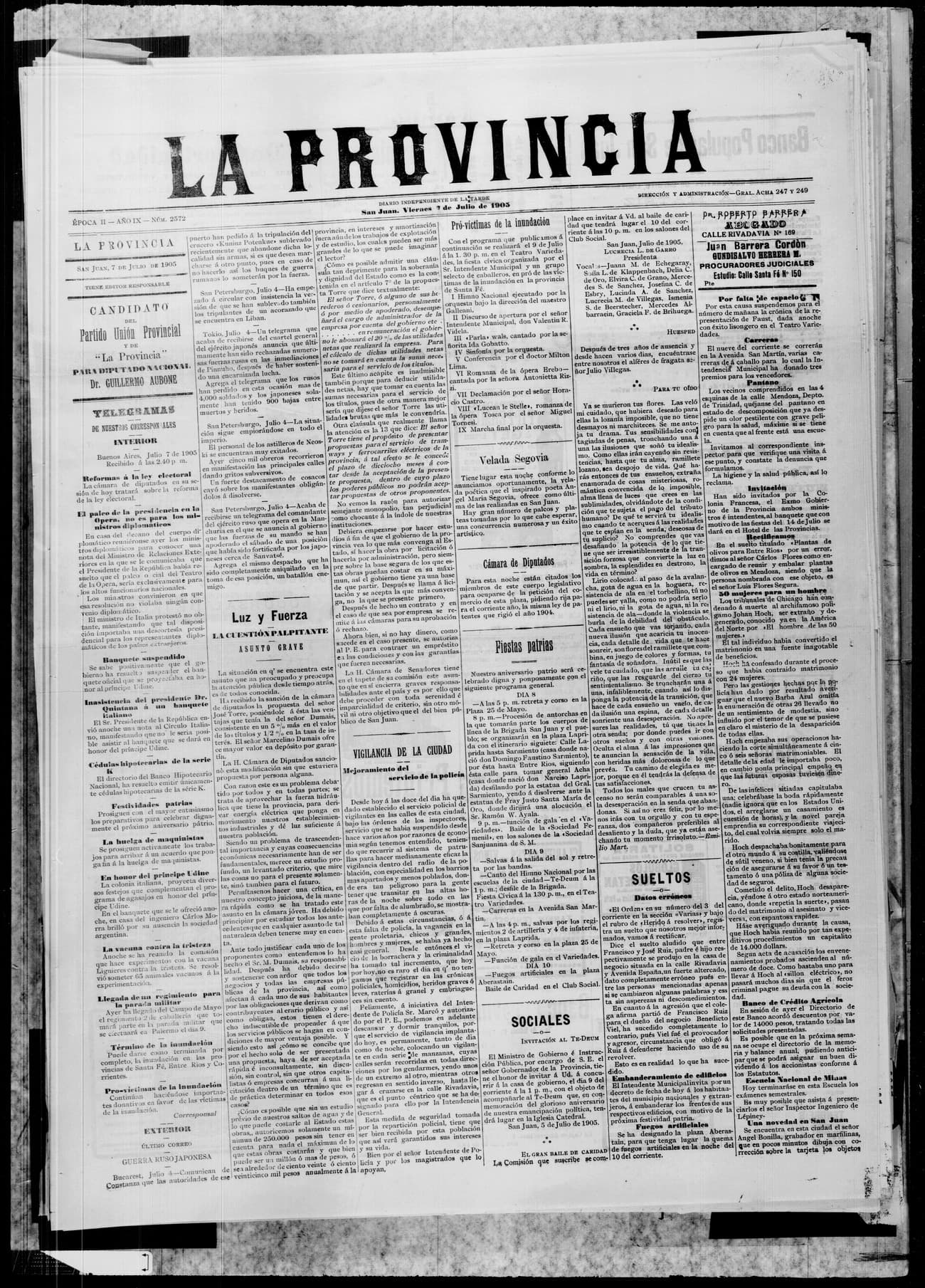 Portada · 7 de Julio de 1905