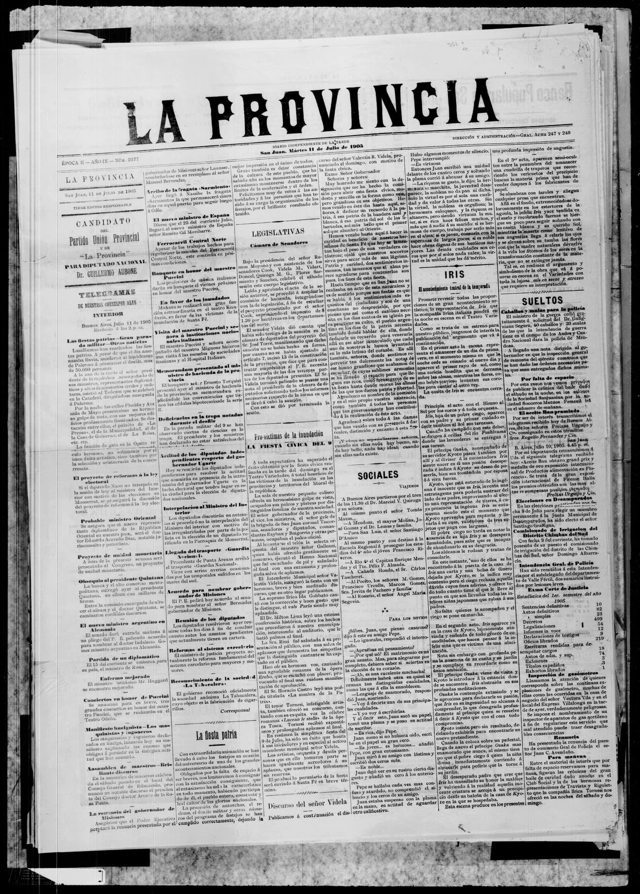 Portada · 11 de Julio de 1905