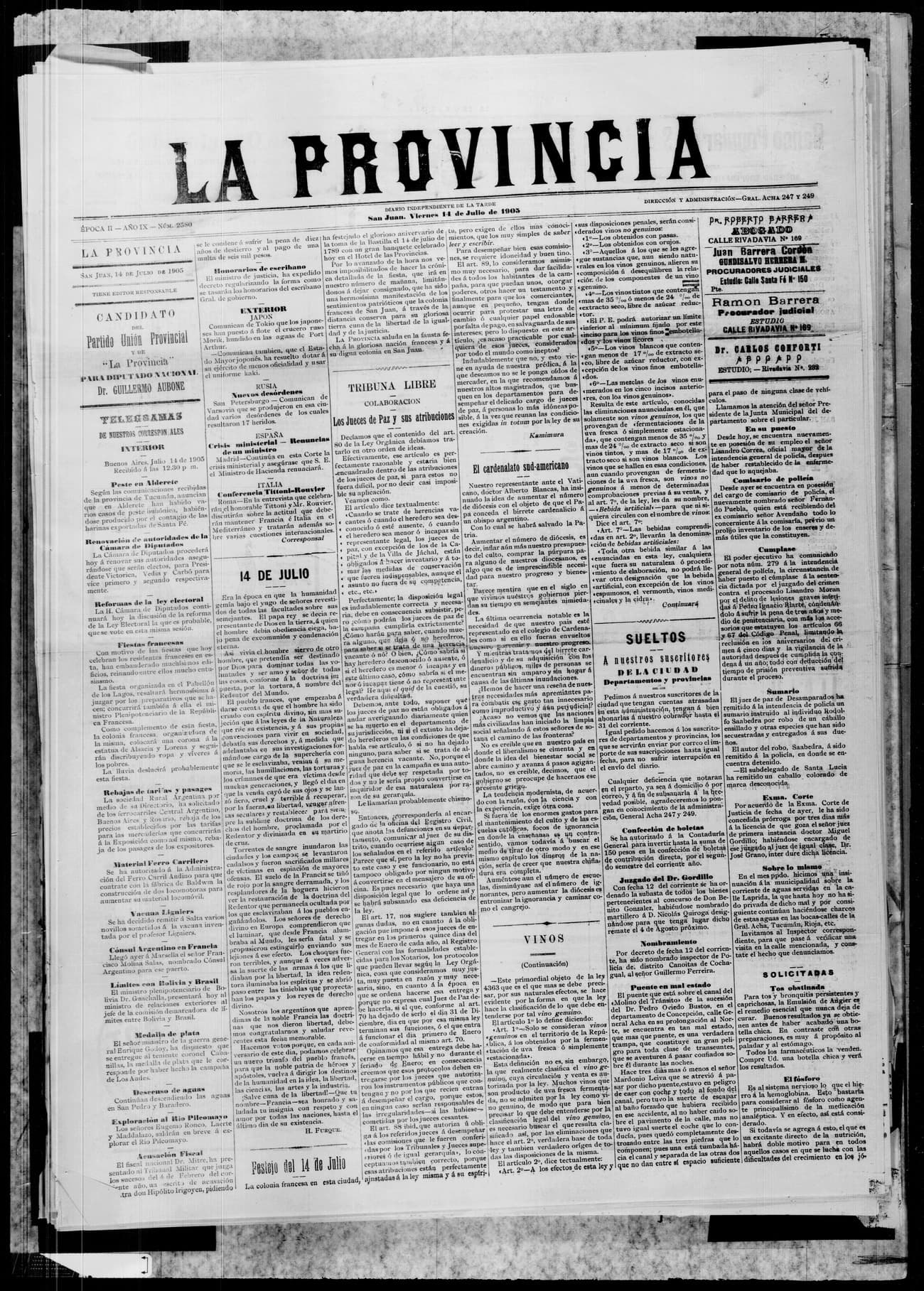 Portada · 14 de Julio de 1905