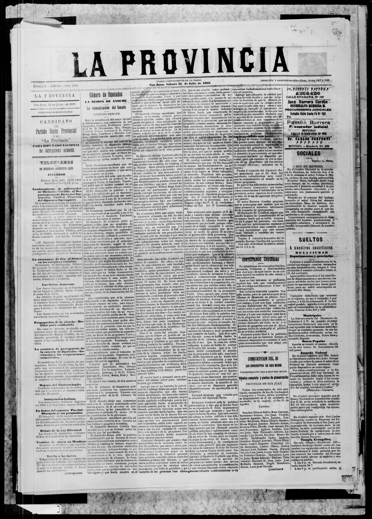 Portada · 13 de Julio de 1905