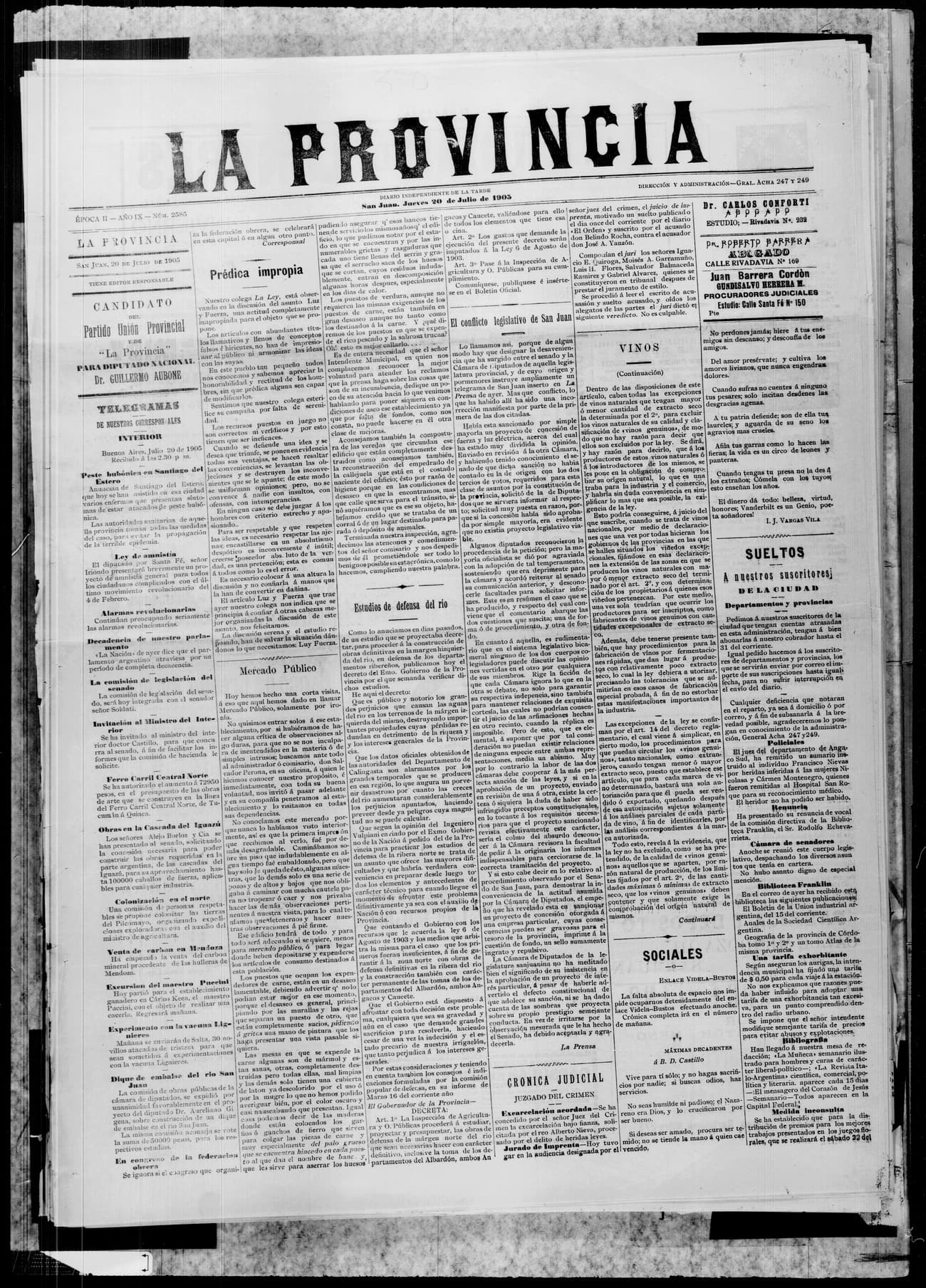 Portada · 20 de Julio de 1905